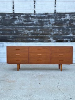 Mid-Century Teak Nine Drawer Dresser