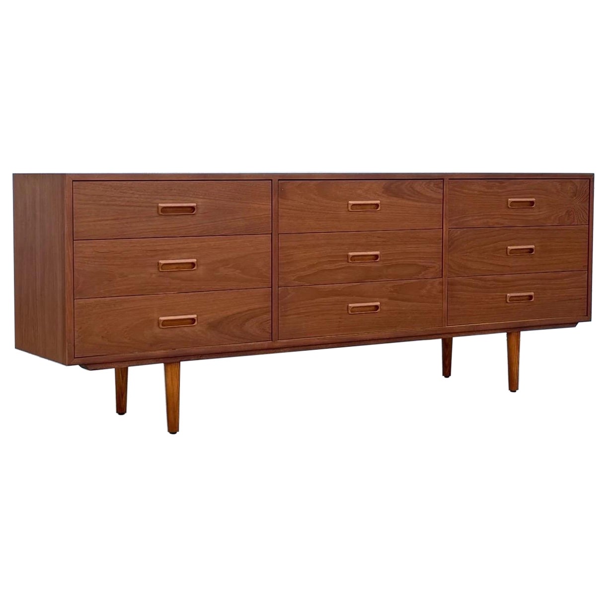Mid-Century Teak Nine Drawer Dresser
