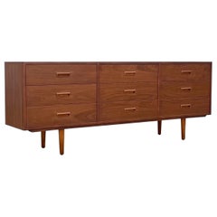 Mid-Century Teak Nine Drawer Dresser