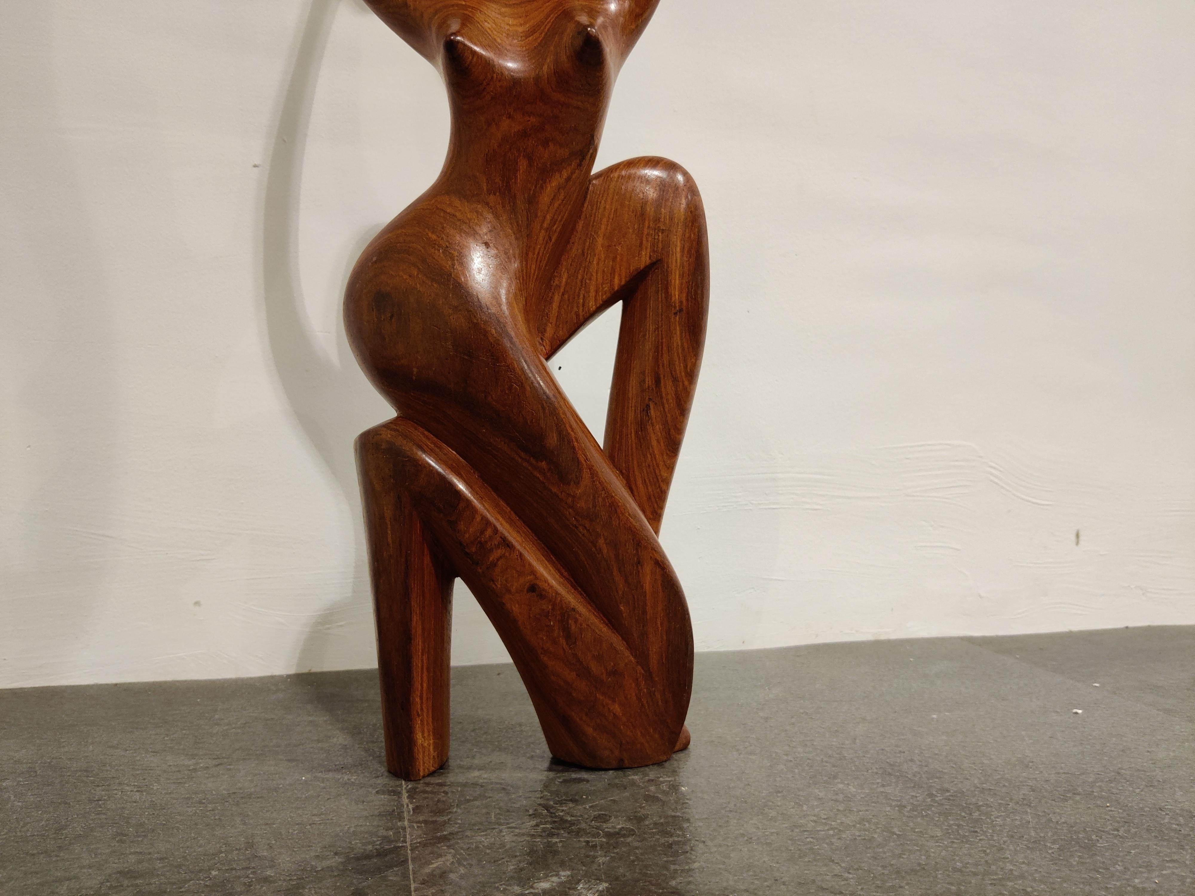 Mid-Century Modern Midcentury Teak Nude Sculpture, Female, 1960s