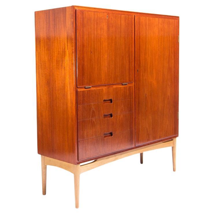Mid Century Teak & Oak Cabinet, Danish Design 1950’s For Sale
