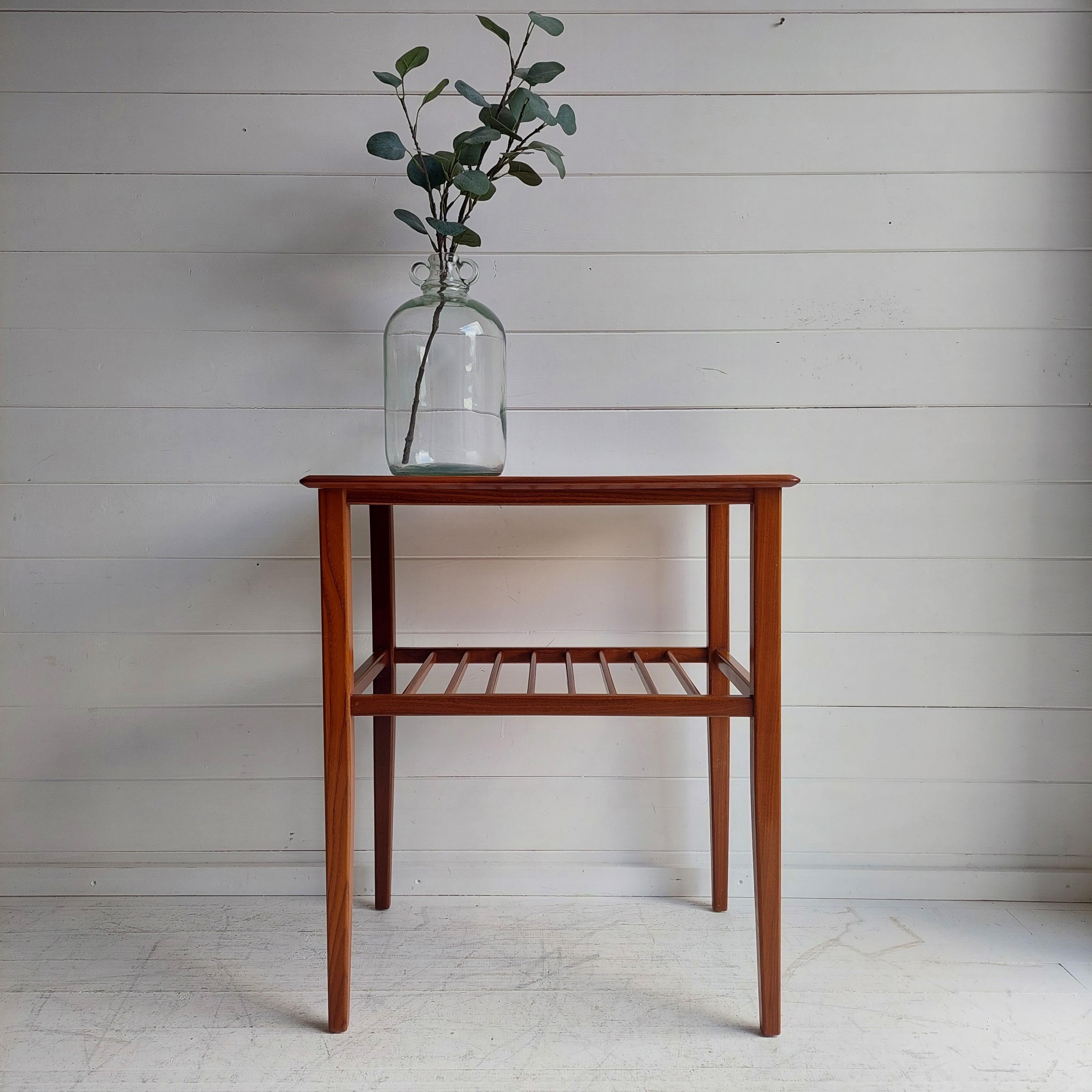 This is a beautiful example of Danish influenced midcentury Furniture.
We are delighted to offer for sale this 1960s Vintage Scandinavian Teak Side End Table made in England.
Designed by Richard Hornby for Fyne Ladye

A very well-made side table