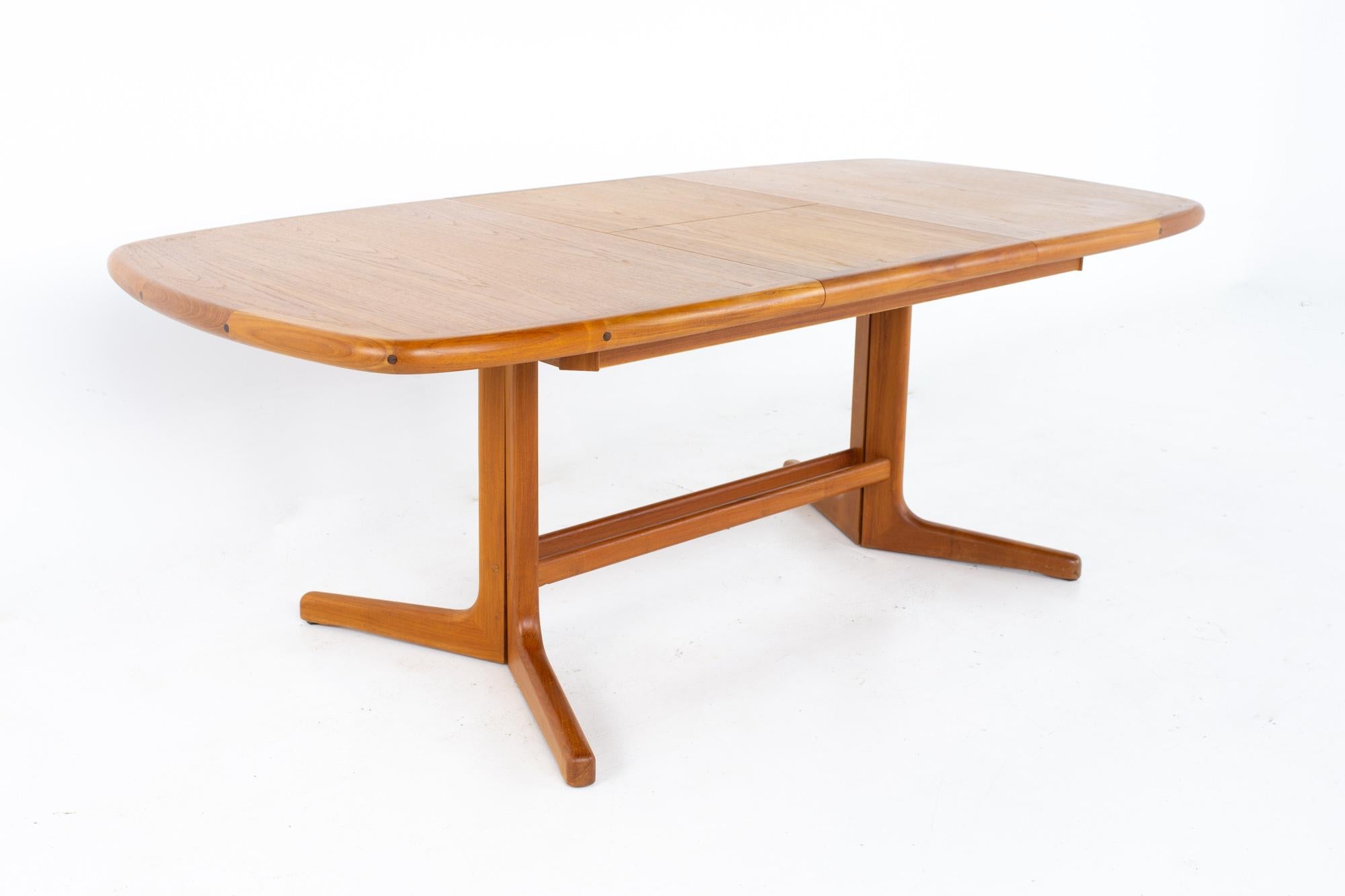 Danish Mid Century Teak Oval Expanding Dining Table