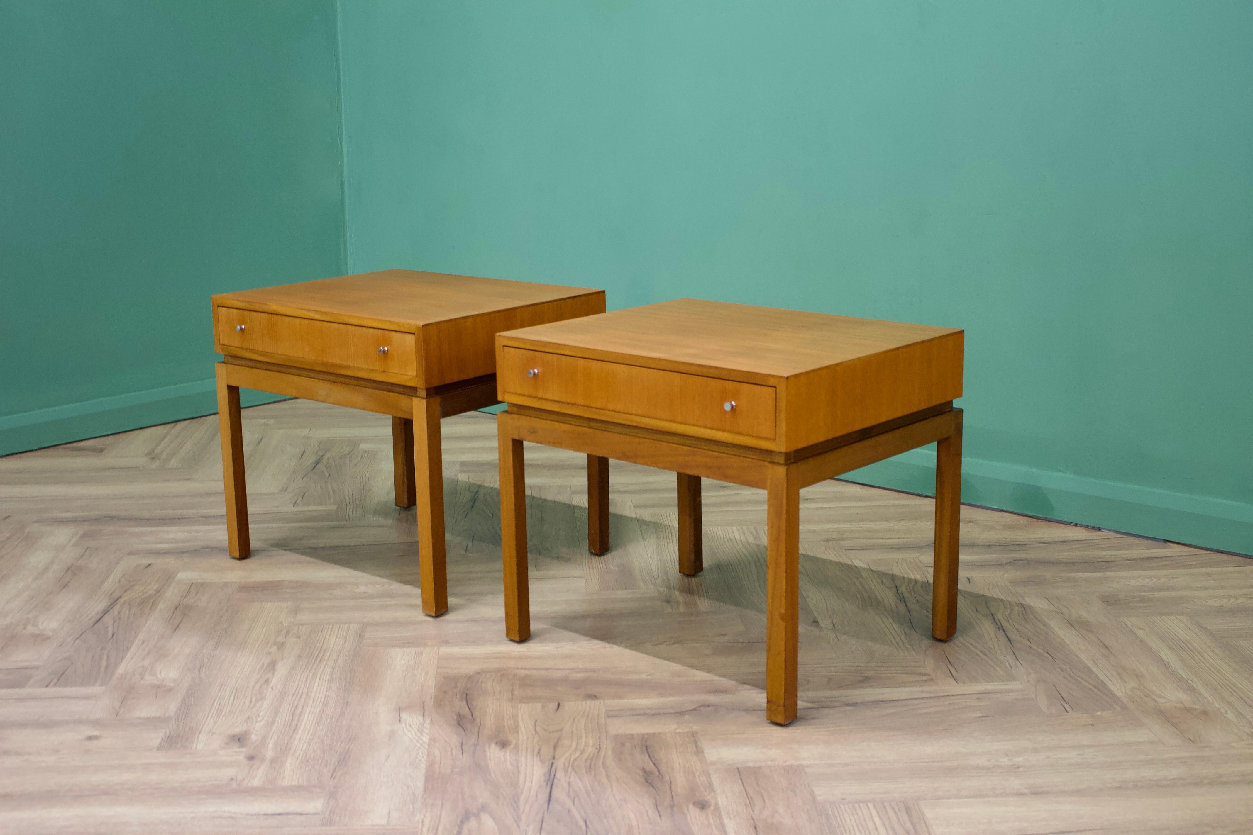 Mid-Century Modern Midcentury Teak Pair Bedside Tables from Greaves and Thomas, 1950s