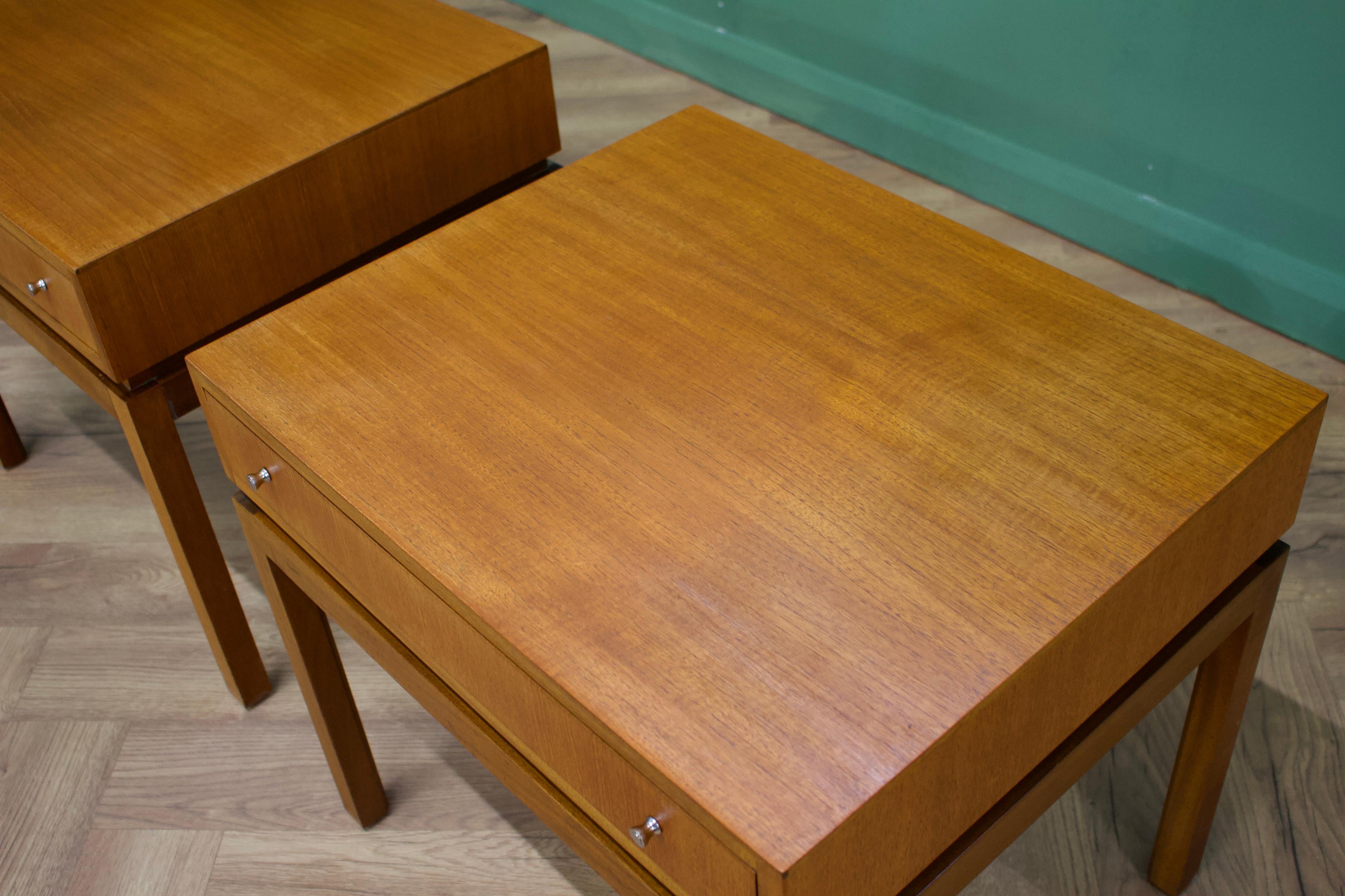 20th Century Midcentury Teak Pair Bedside Tables from Greaves and Thomas, 1950s