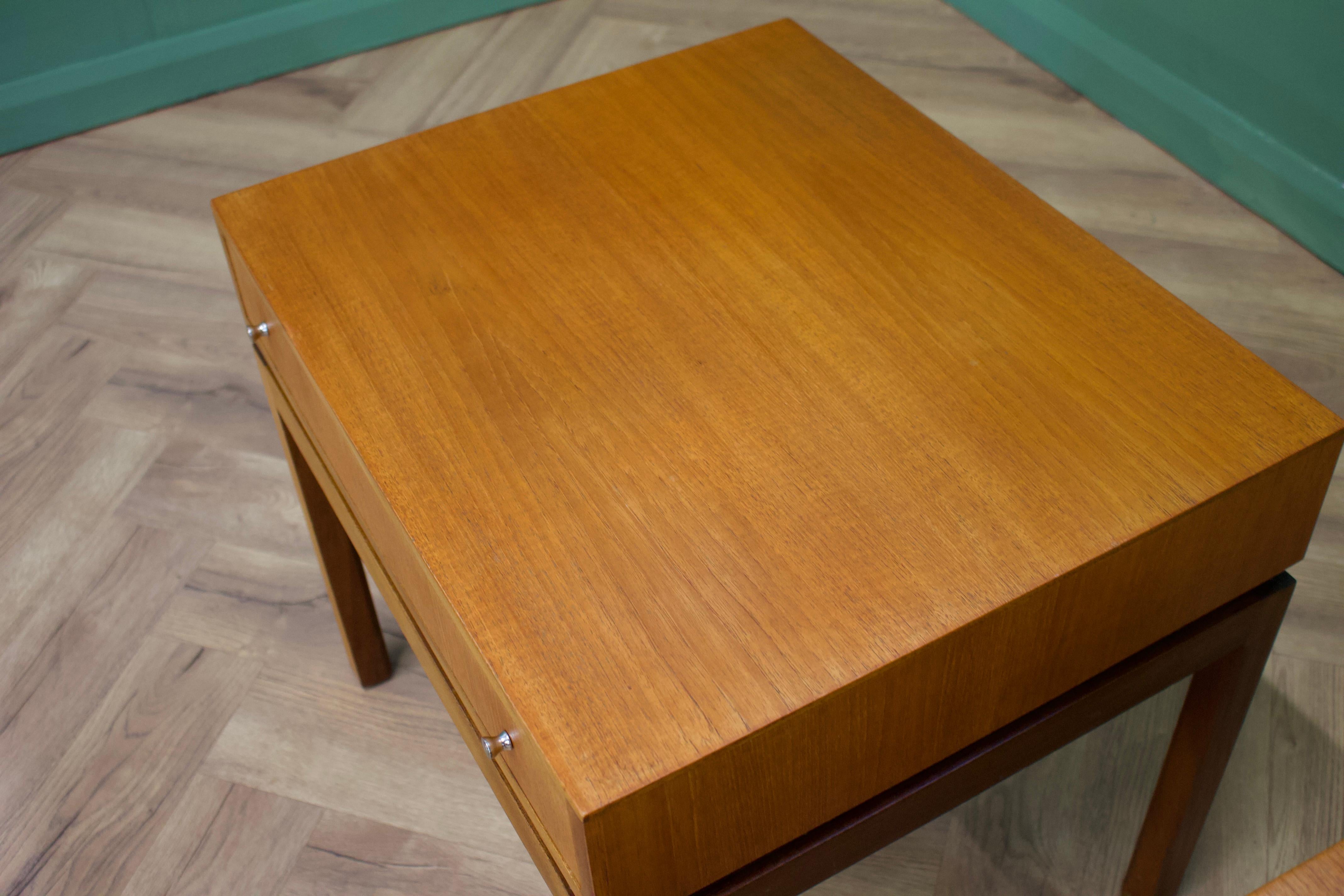 Midcentury Teak Pair Bedside Tables from Greaves and Thomas, 1950s 1