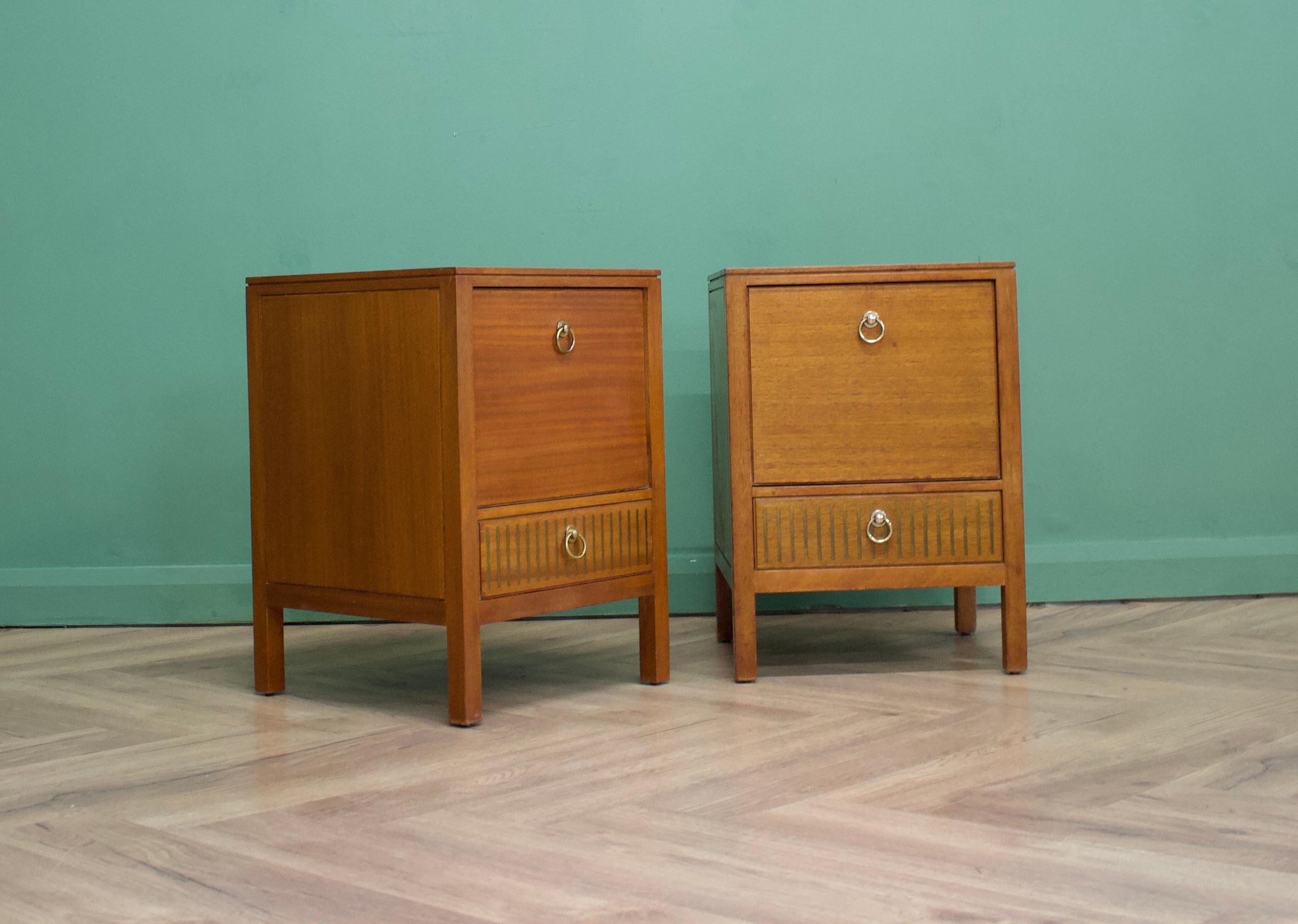 Mid-Century Teak Pair Bedside Tables from Loughborough, 1950s In Good Condition In South Shields, GB