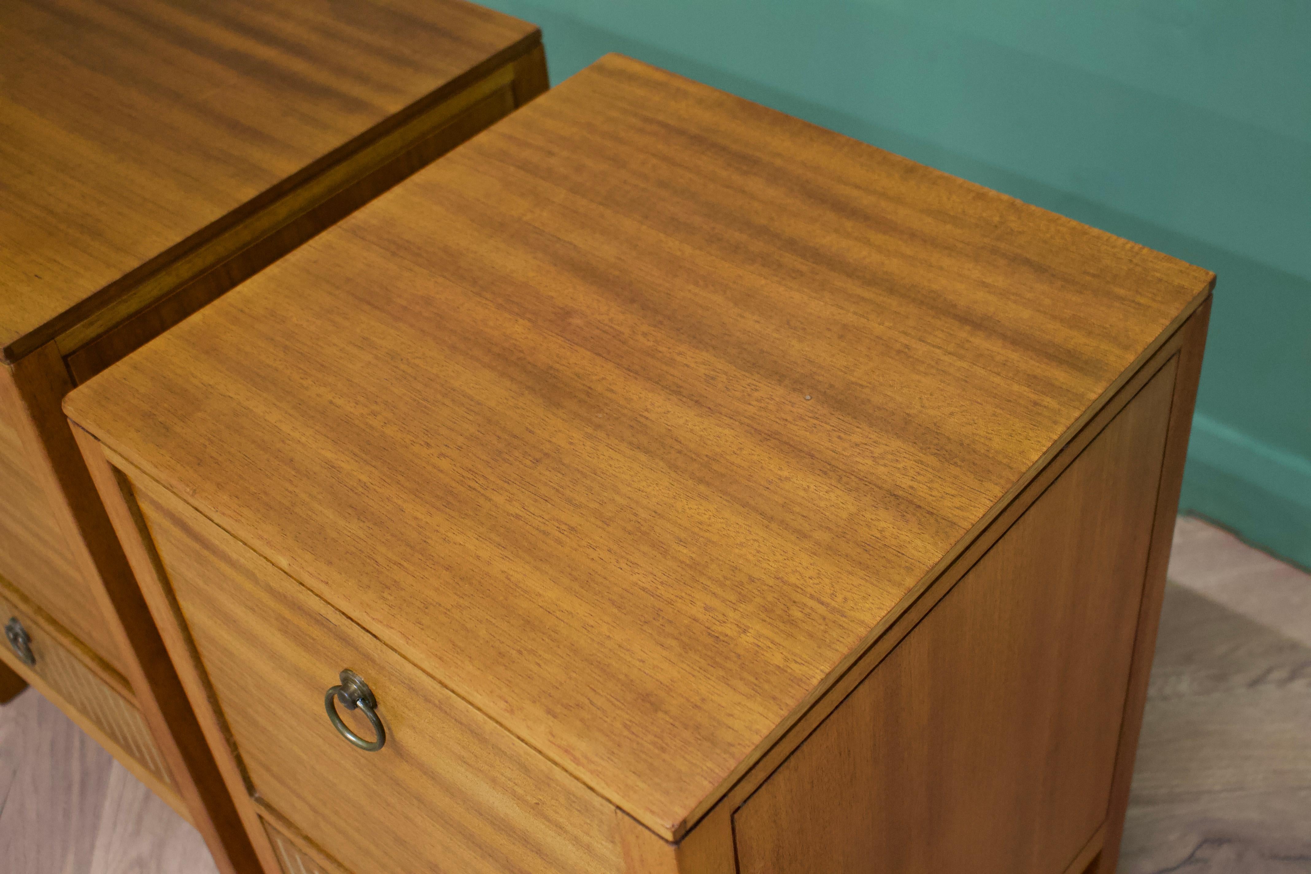 Mid-Century Teak Pair Bedside Tables from Loughborough, 1950s In Good Condition In South Shields, GB