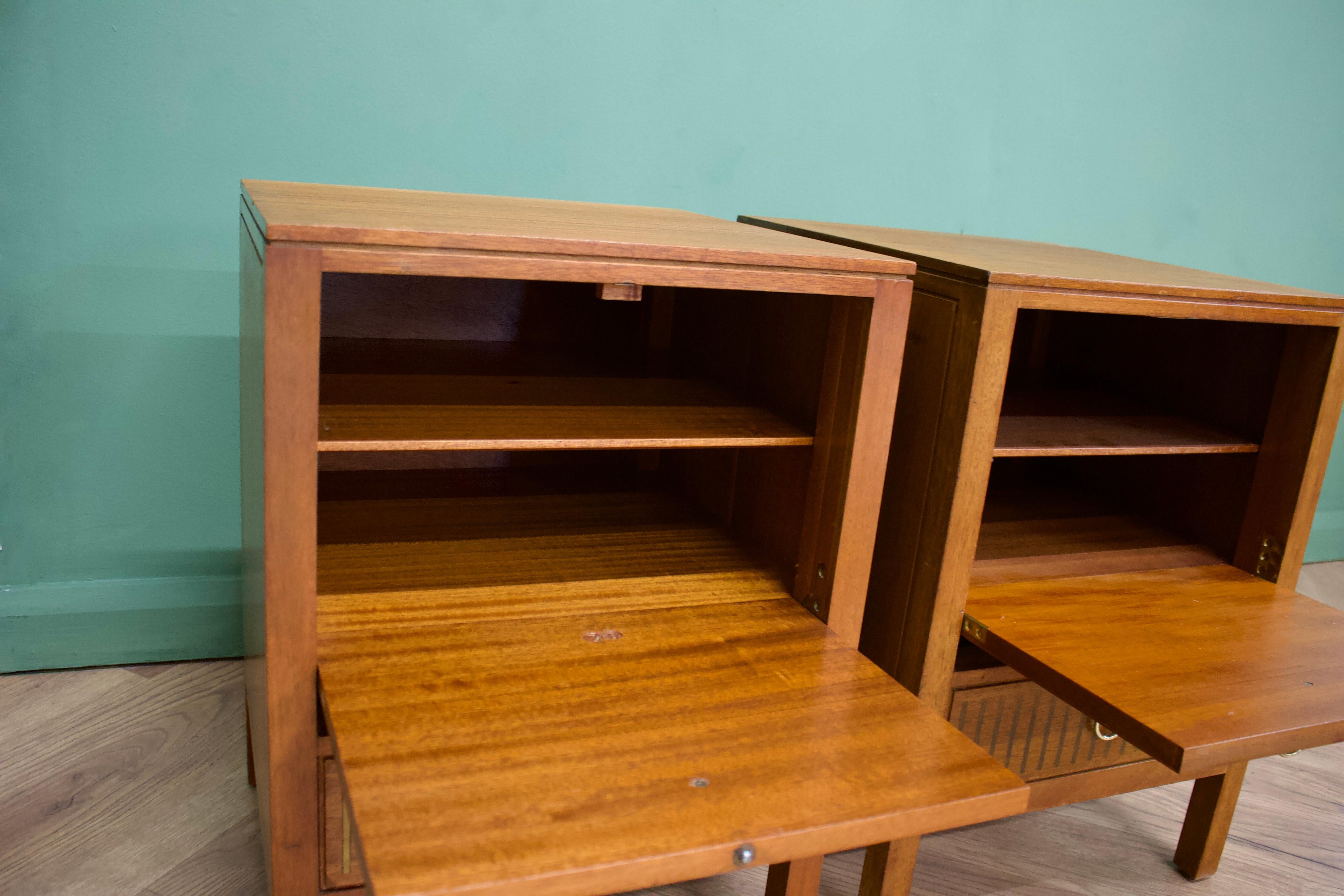 20th Century Mid-Century Teak Pair Bedside Tables from Loughborough, 1950s