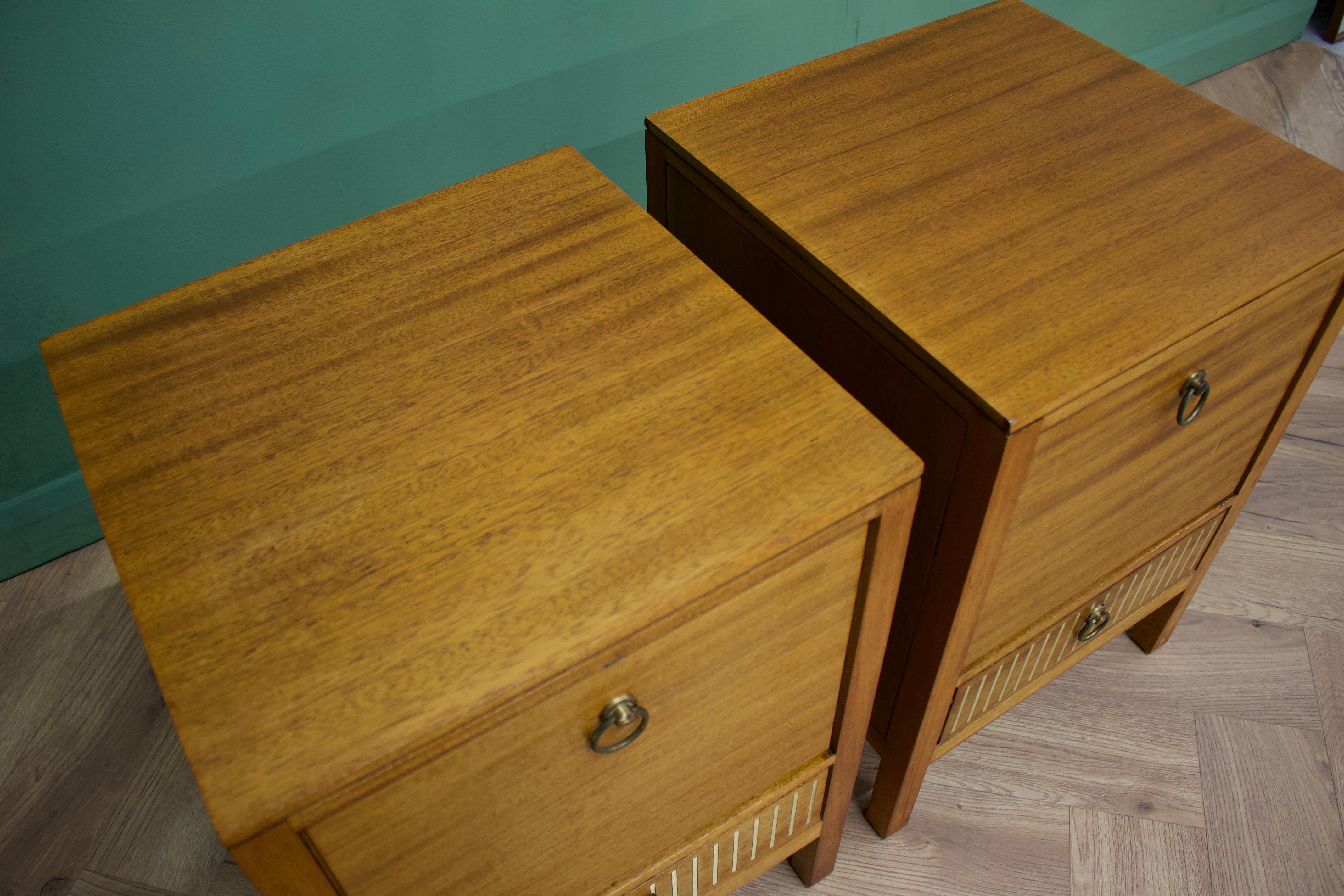 20th Century Mid-Century Teak Pair Bedside Tables from Loughborough, 1950s