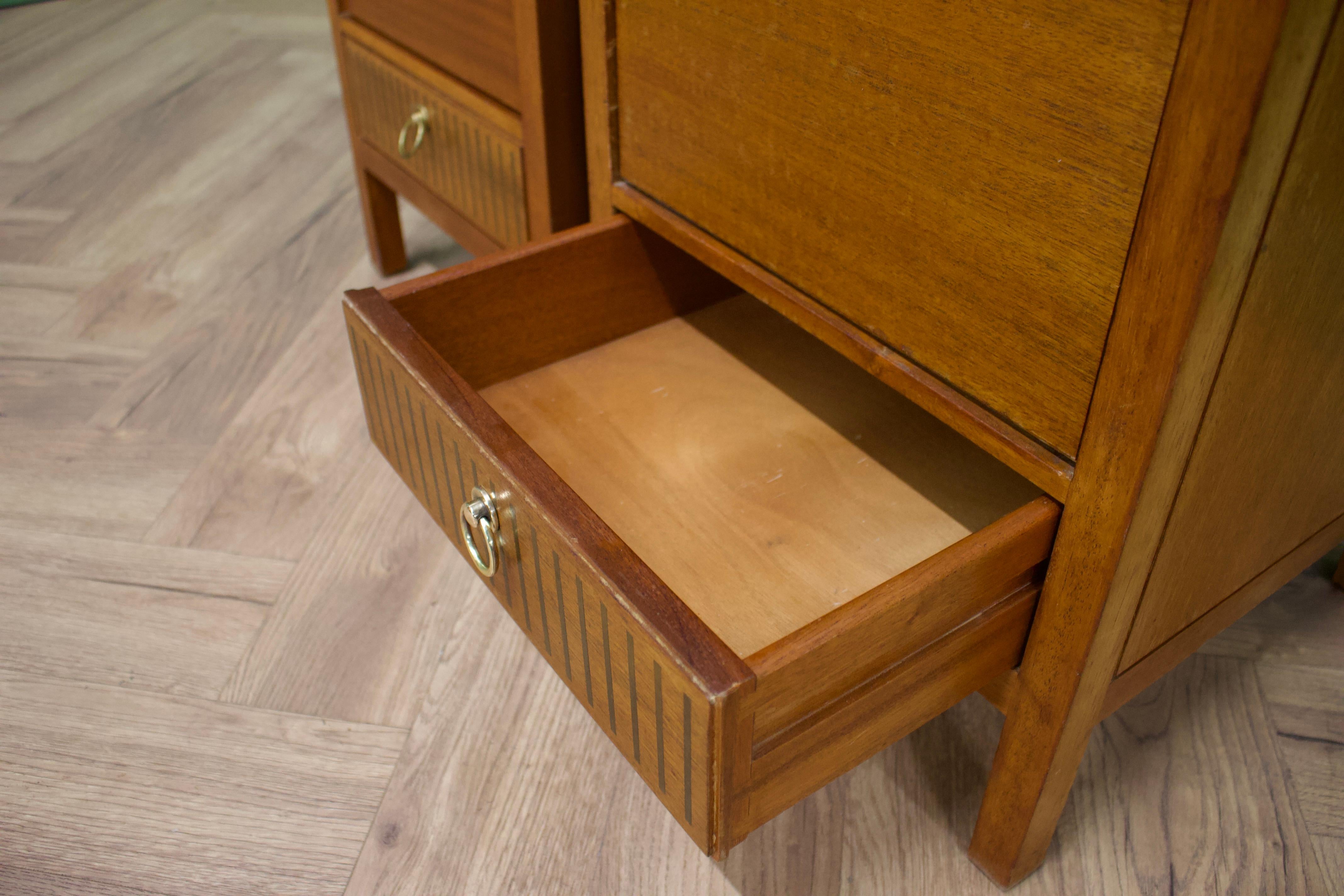 Mid-Century Teak Pair Bedside Tables from Loughborough, 1950s 1