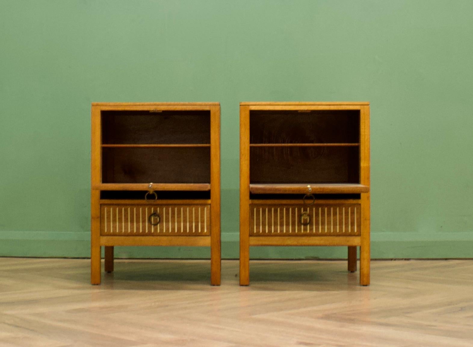 Mid-Century Teak Pair Bedside Tables from Loughborough, 1950s 1