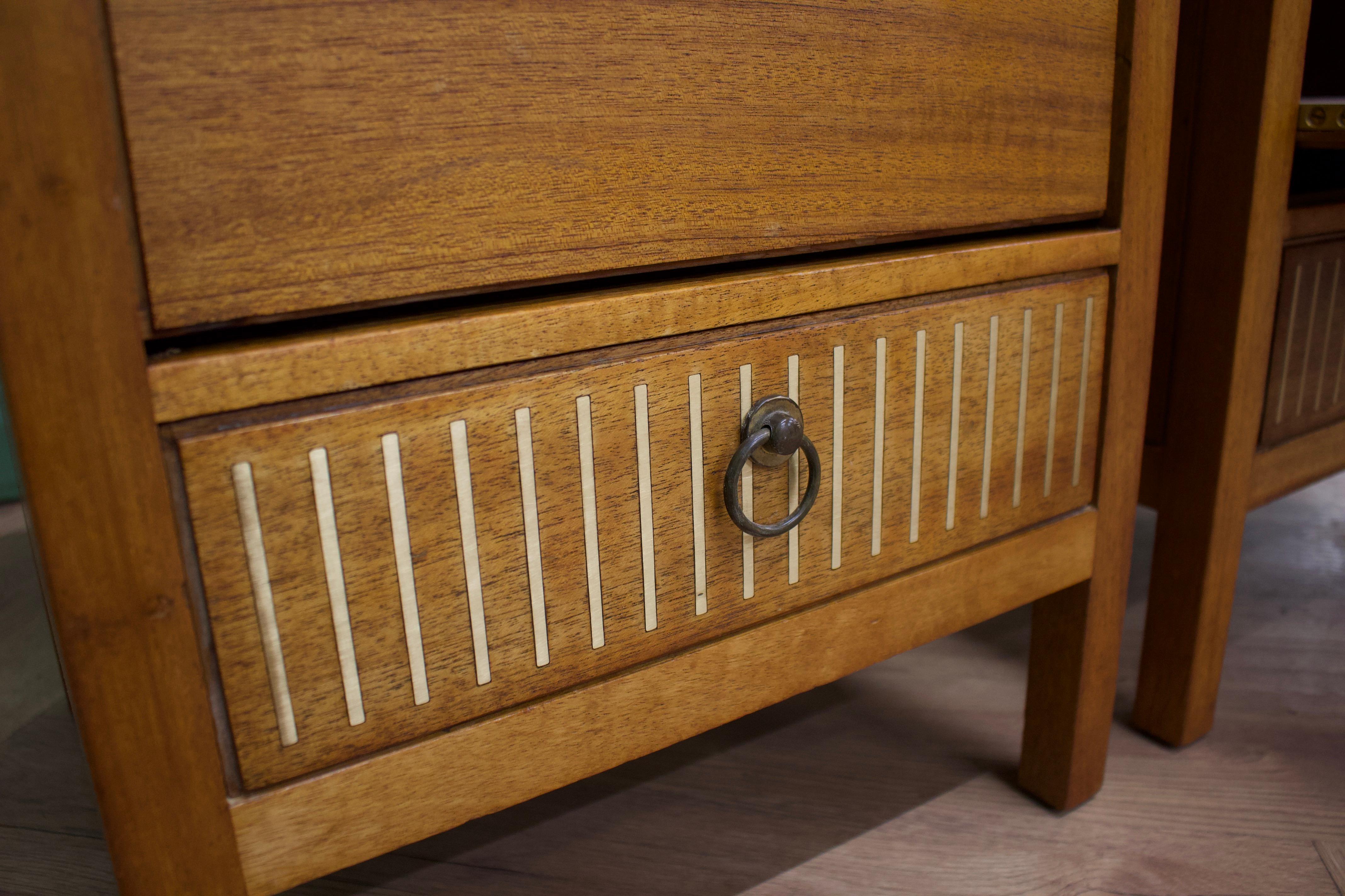 Mid-Century Teak Pair Bedside Tables from Loughborough, 1950s 2