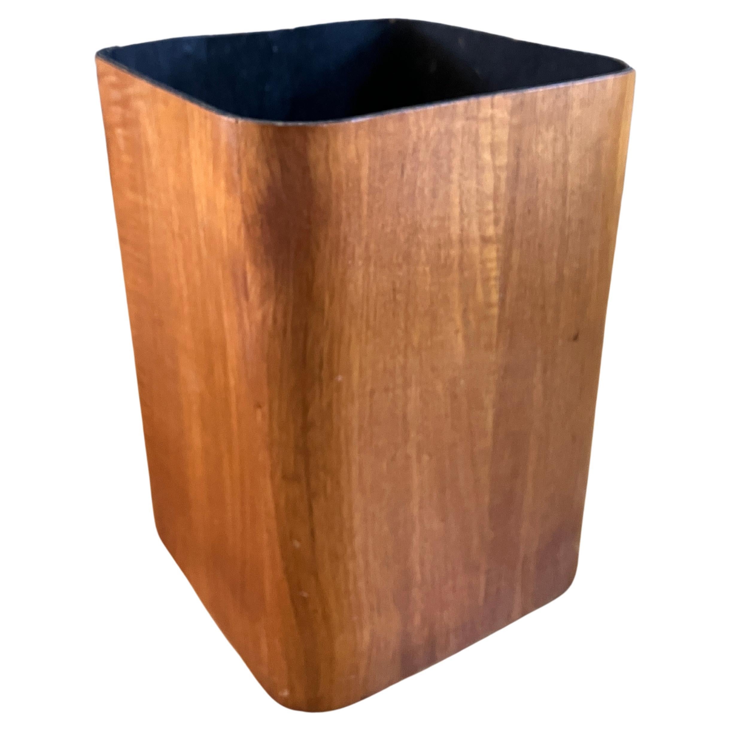 Mid-century Teak Paper Basket in Bent Plywood  For Sale