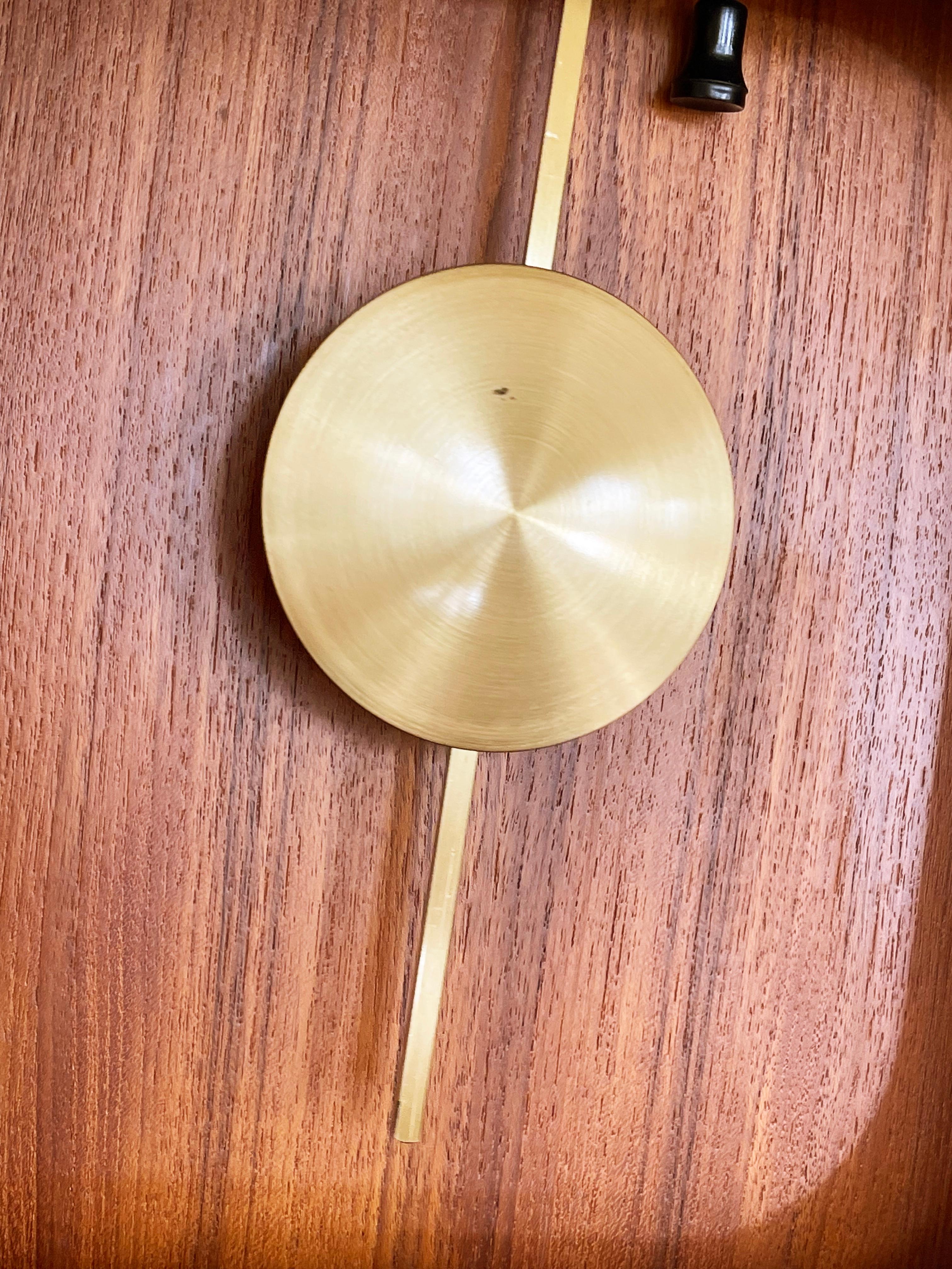 Hand-Crafted Mid Century Teak Pendulum Clock by Westminster, Copenhagen 1960s, Denmark For Sale