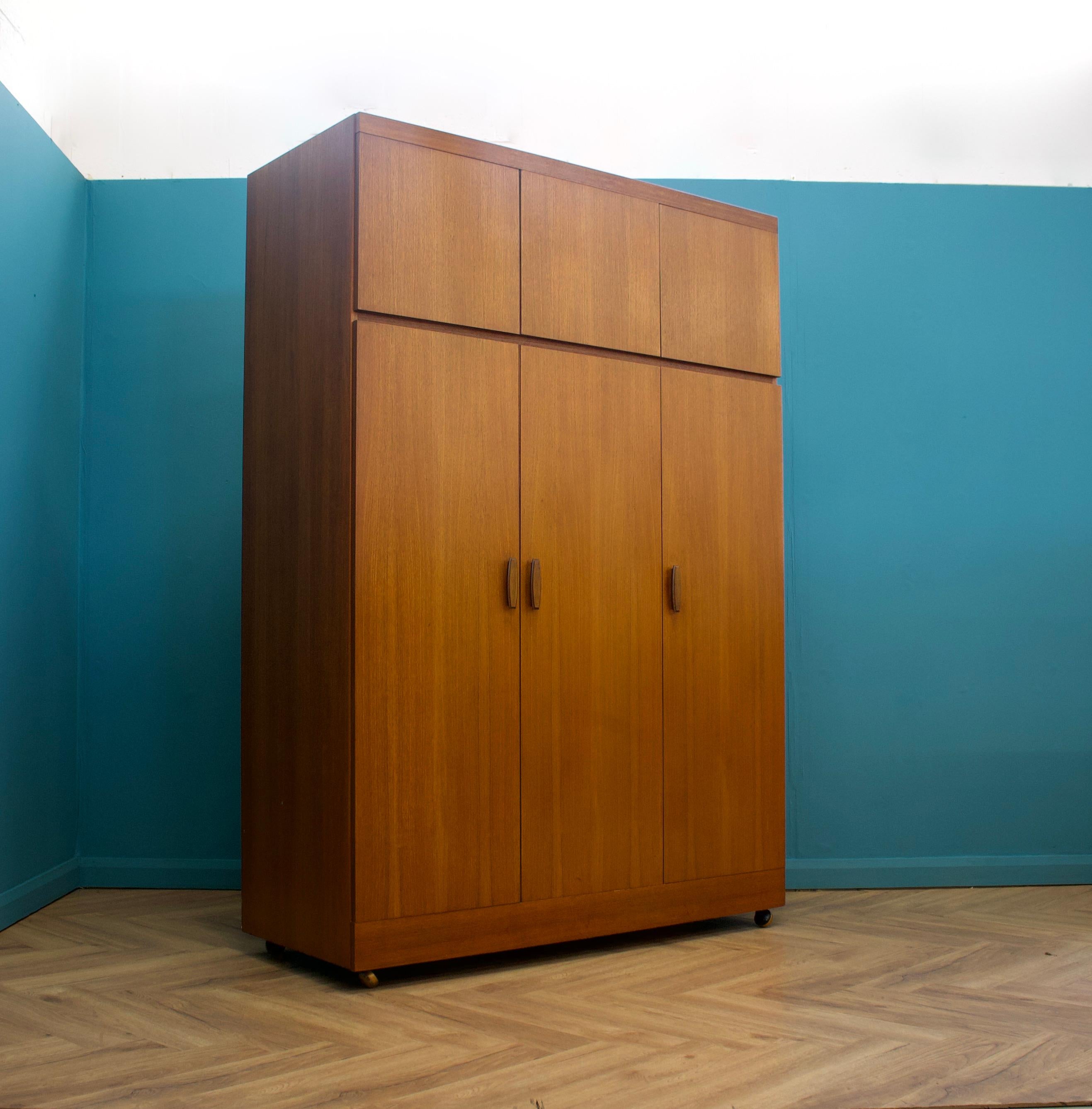 Veneer Mid Century Teak Quadrille Wardrobe from G Plan, 1970s