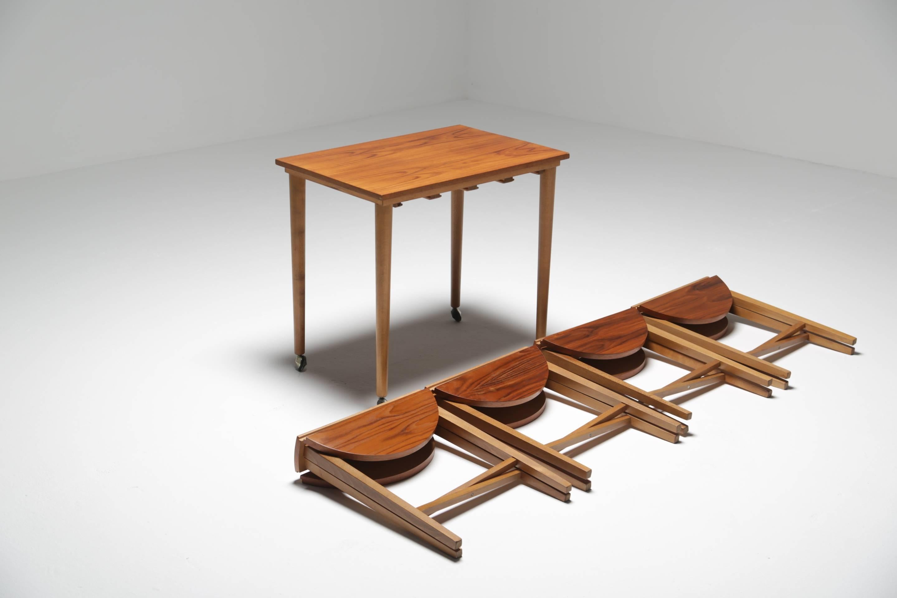 Mid-Century Modern Midcentury Teak Quartetto Nesting Tables Attribute to Poul Hundevad