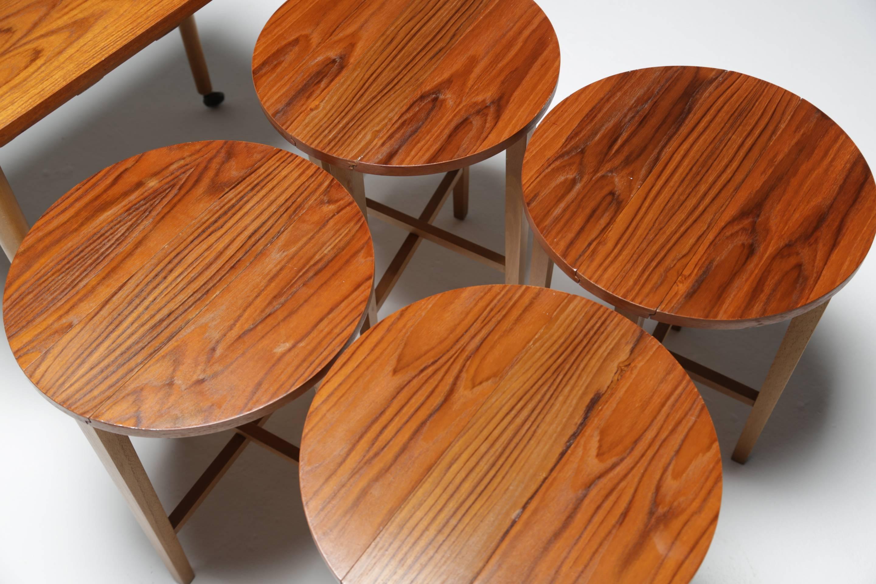 Plywood Midcentury Teak Quartetto Nesting Tables Attribute to Poul Hundevad