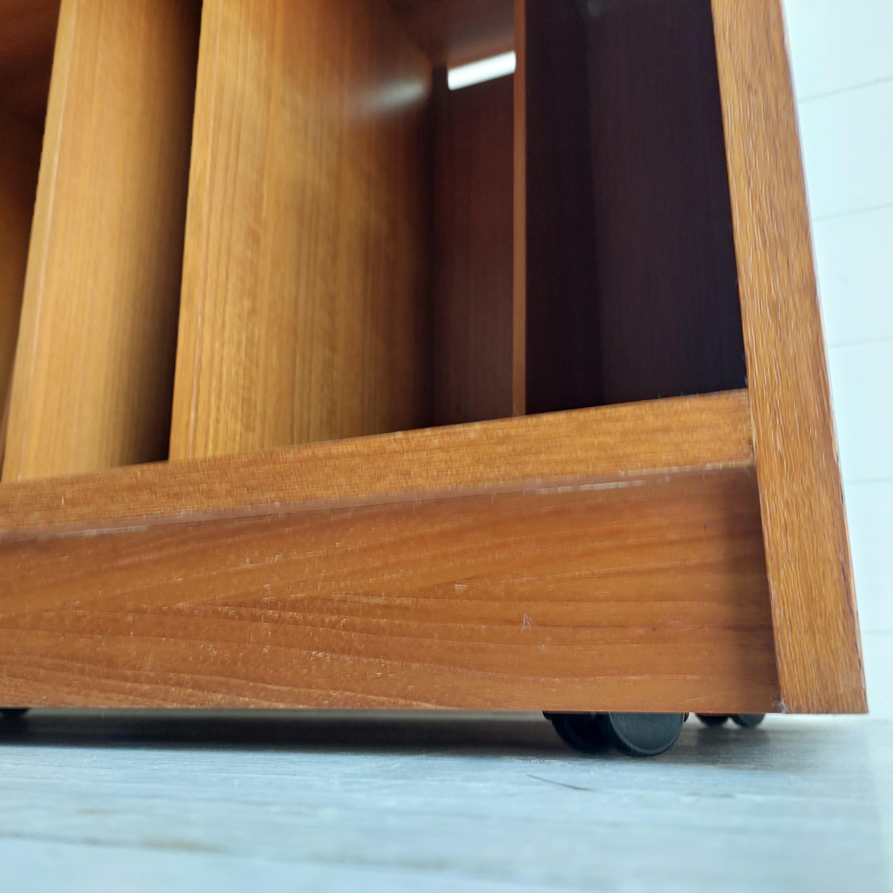 Mid Century Teak Record Cabinet Vinyl Storage Media unit Jesper Denmark, 70s 4
