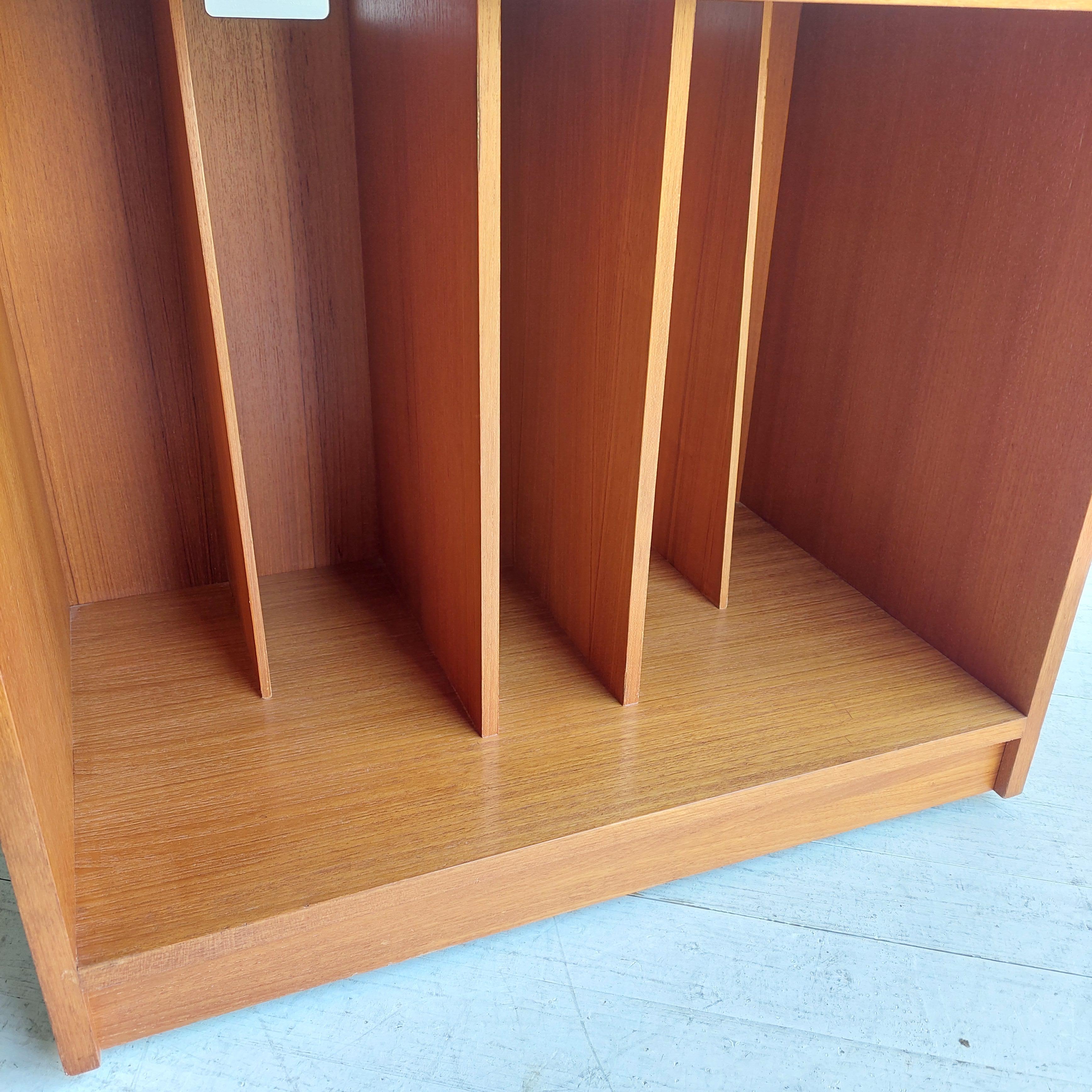 Mid Century Teak Record Cabinet Vinyl Storage Media unit Jesper Denmark, 70s 5