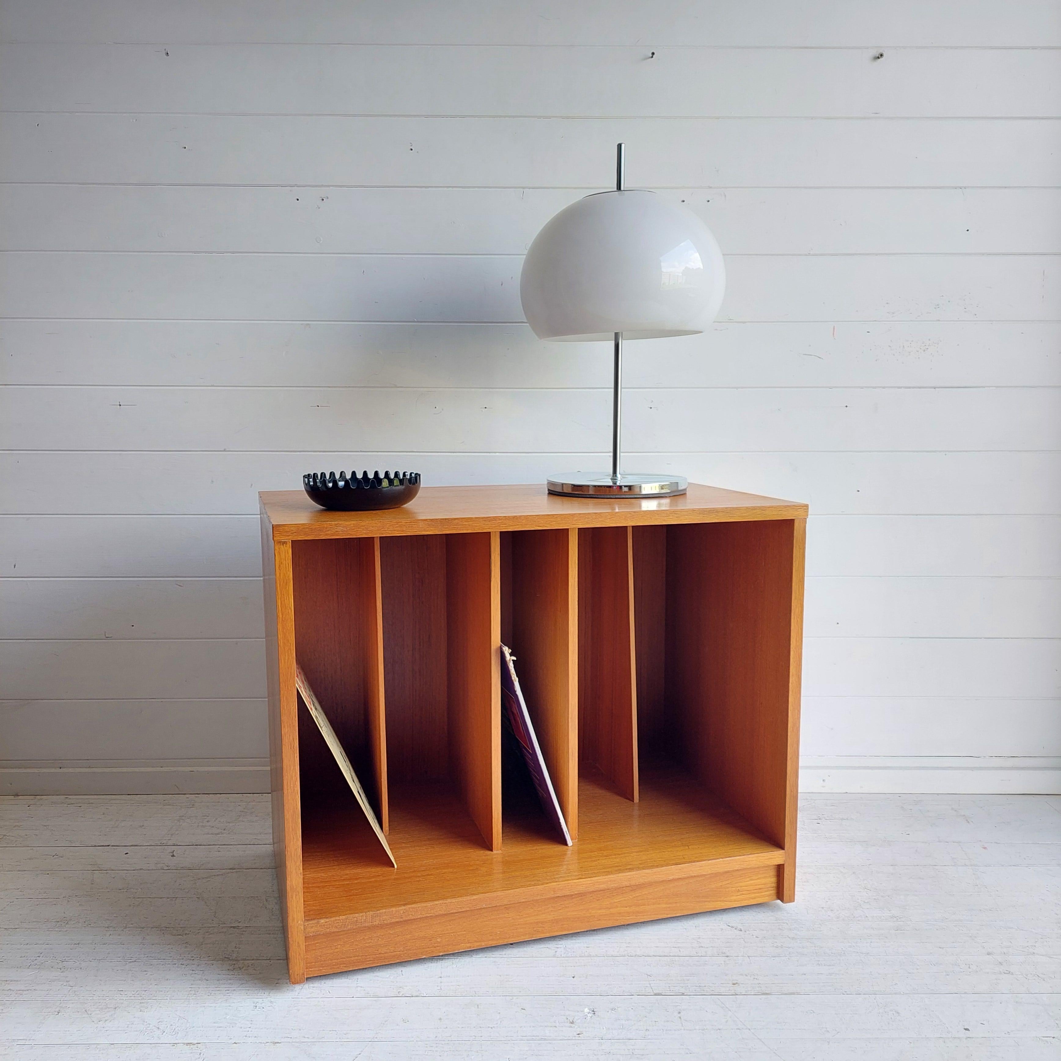 Mid-Century Modern Mid Century Teak Record Cabinet Vinyl Storage Media unit Jesper Denmark, 70s