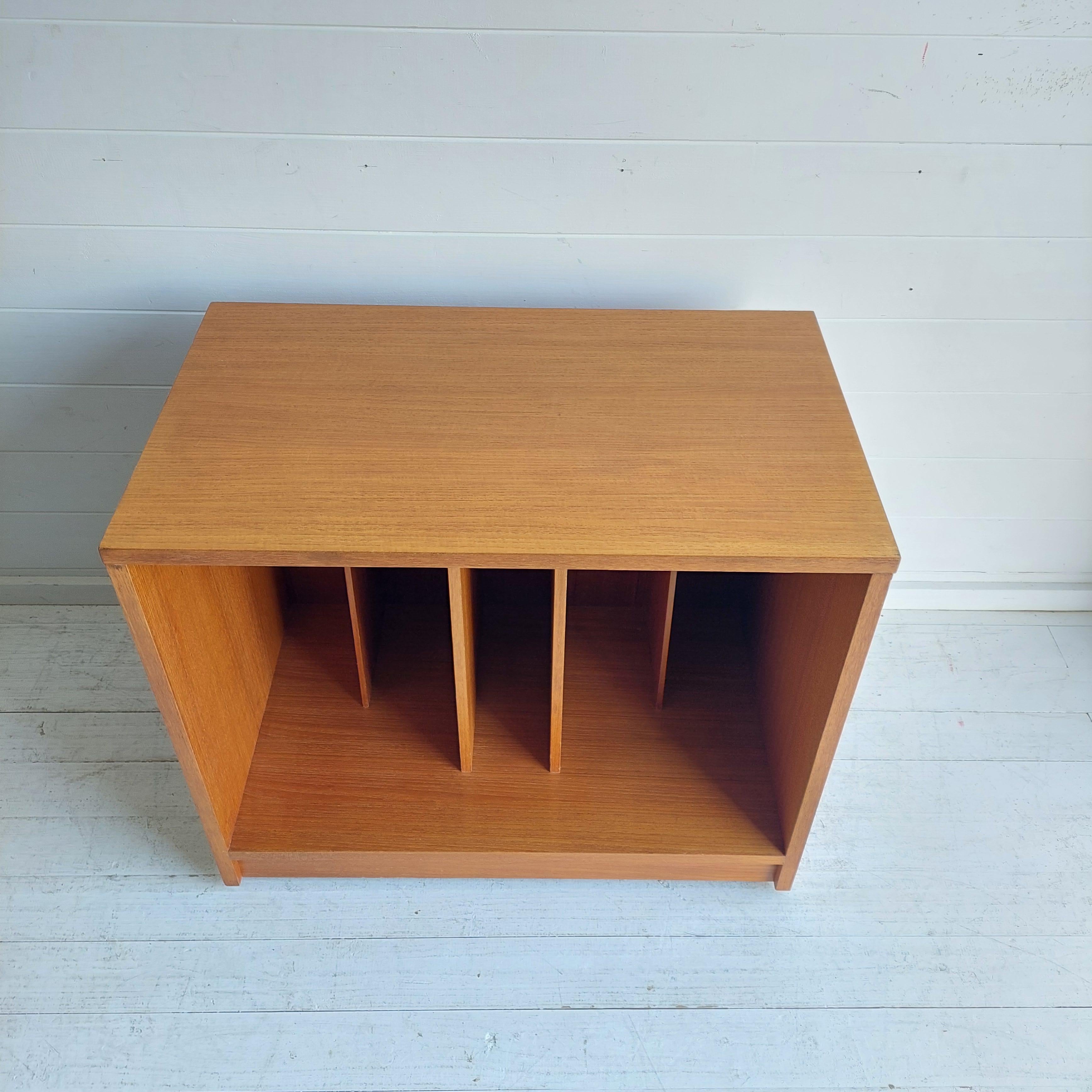 20th Century Mid Century Teak Record Cabinet Vinyl Storage Media unit Jesper Denmark, 70s