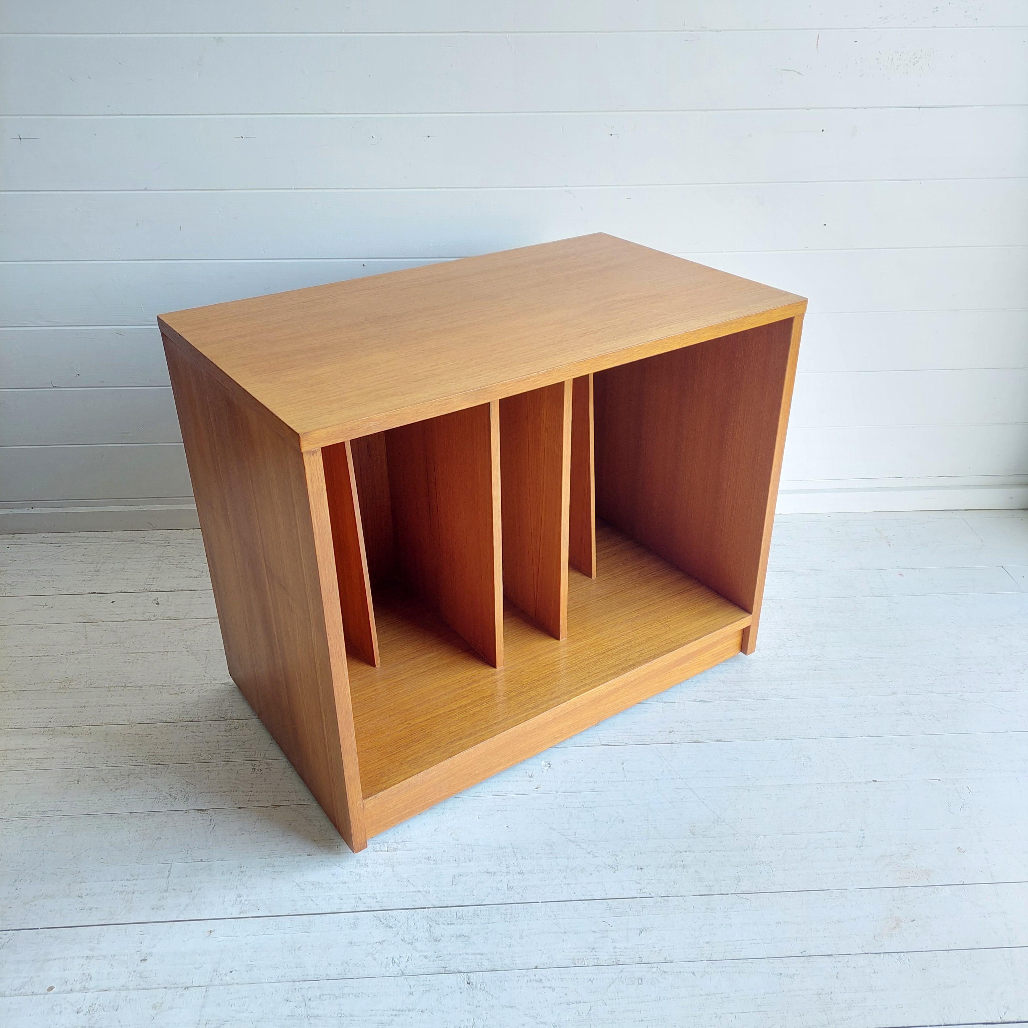 Mid Century Teak Record Cabinet Vinyl Storage Media unit Jesper Denmark, 70s 1