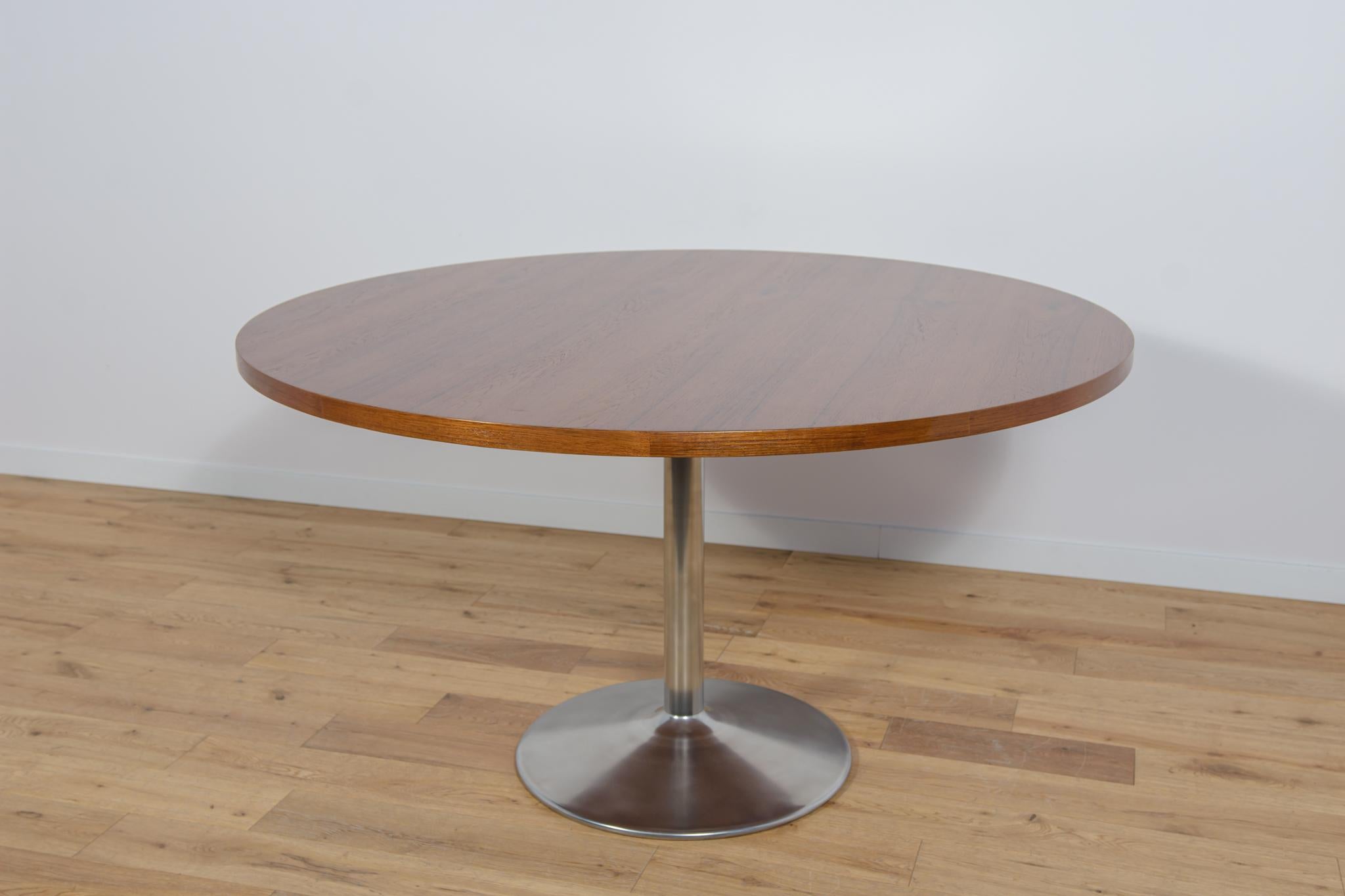 Woodwork Mid-Century Teak Round Dining Table, 1970s For Sale