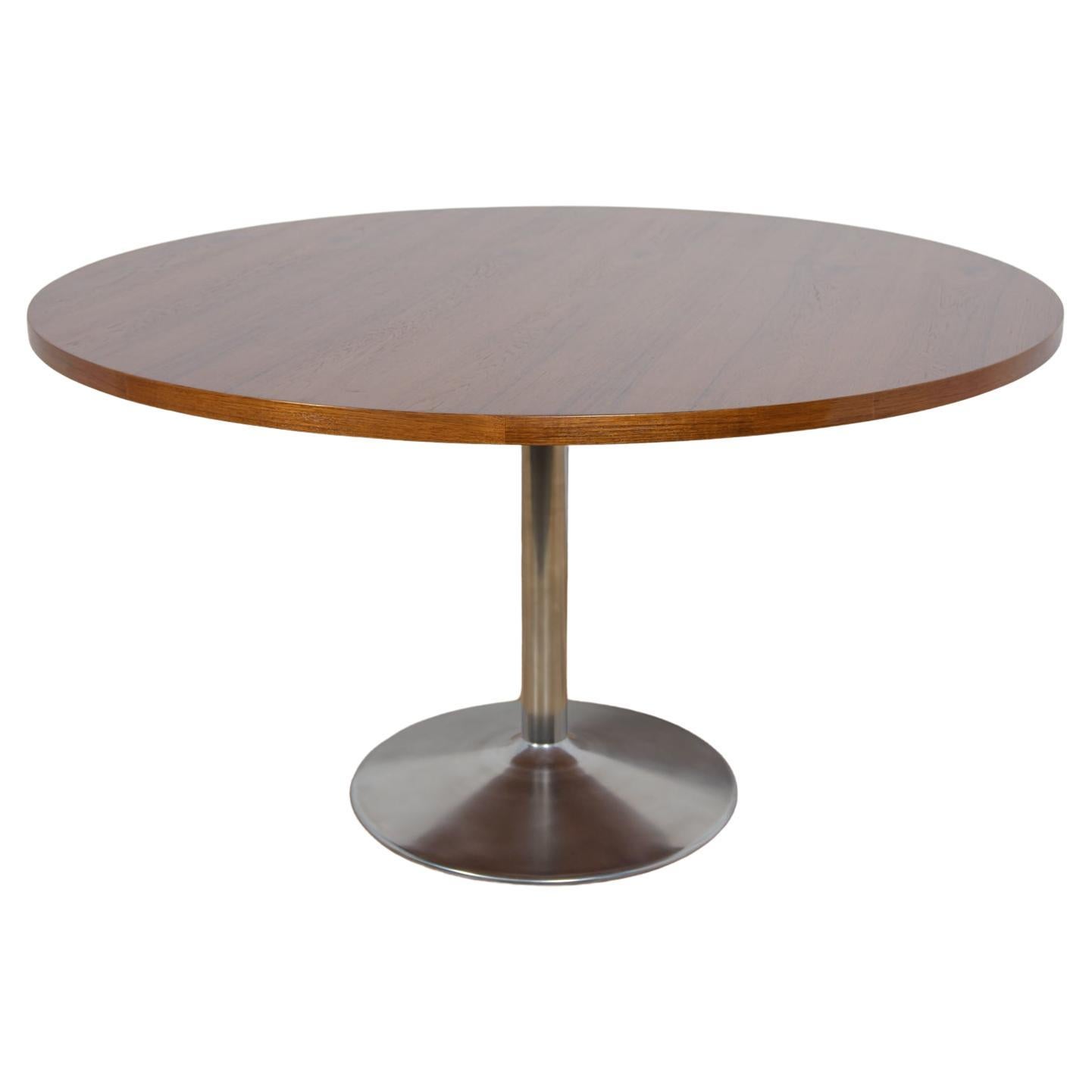 Mid-Century Teak Round Dining Table, 1970s For Sale