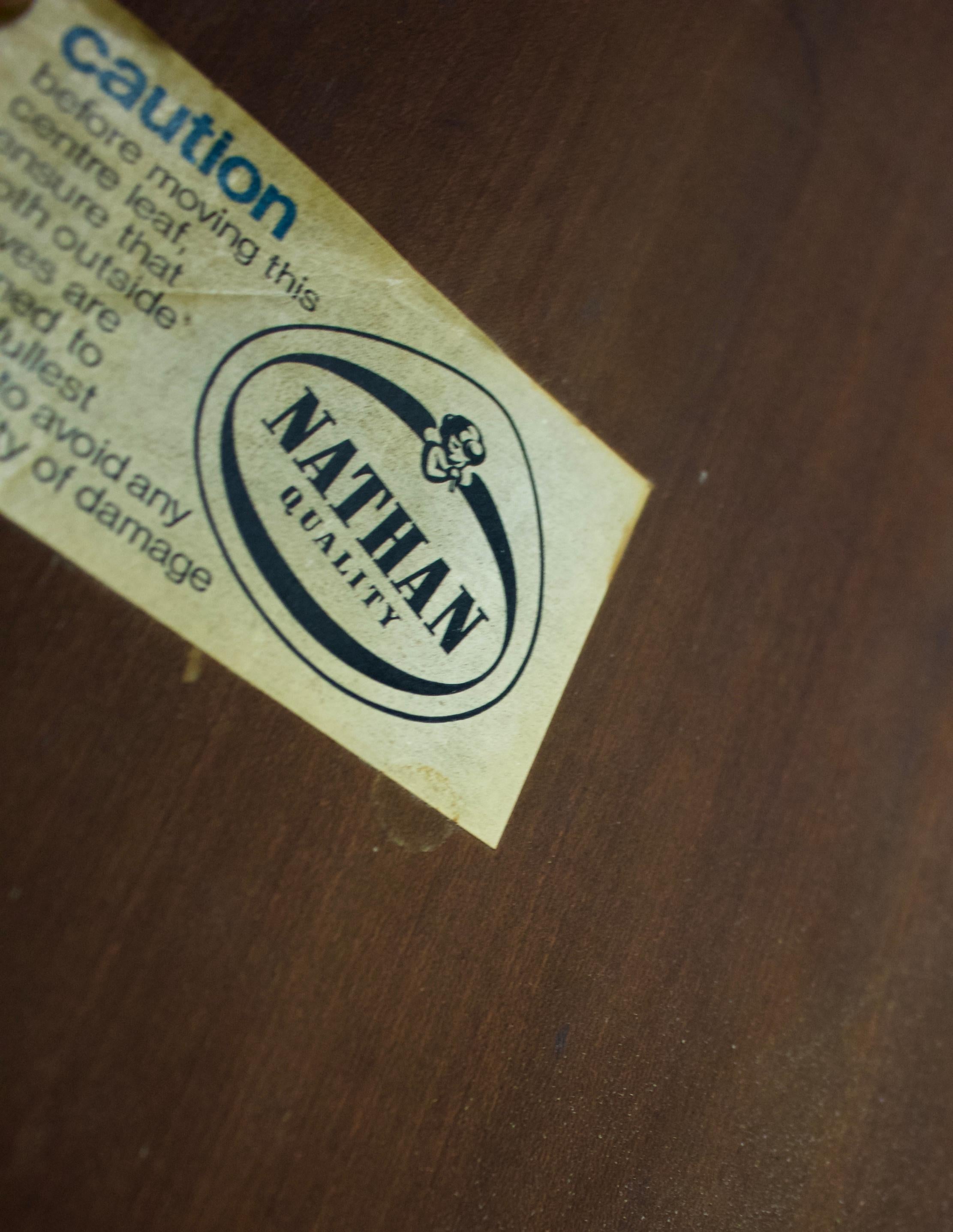 Midcentury Teak Round Extendable Dining Table from Nathan, 1960s In Good Condition In South Shields, Tyne and Wear