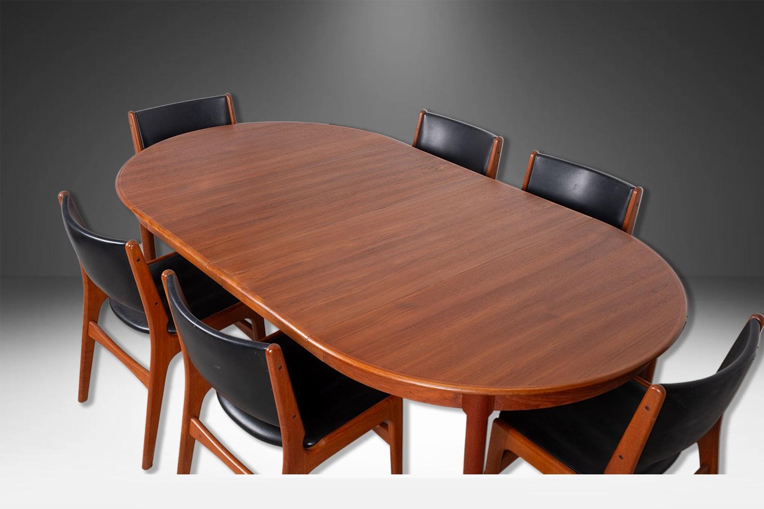 Mid-Century Teak Rund Oval Ausziehbarer Esstisch im Angebot 3