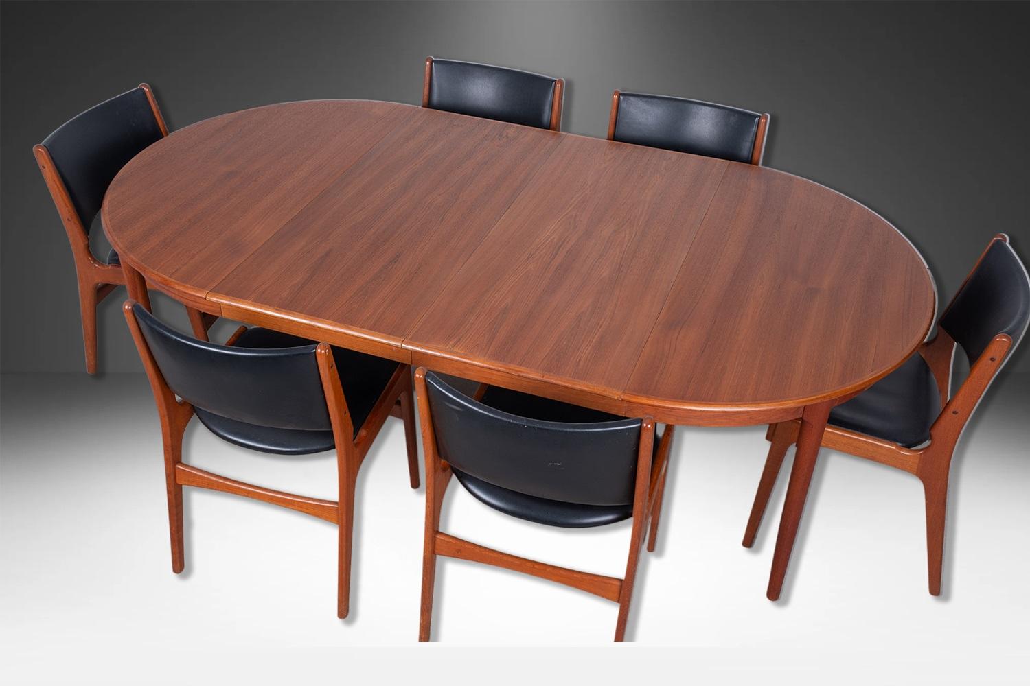 Mid-Century Teak Rund Oval Ausziehbarer Esstisch im Angebot 2