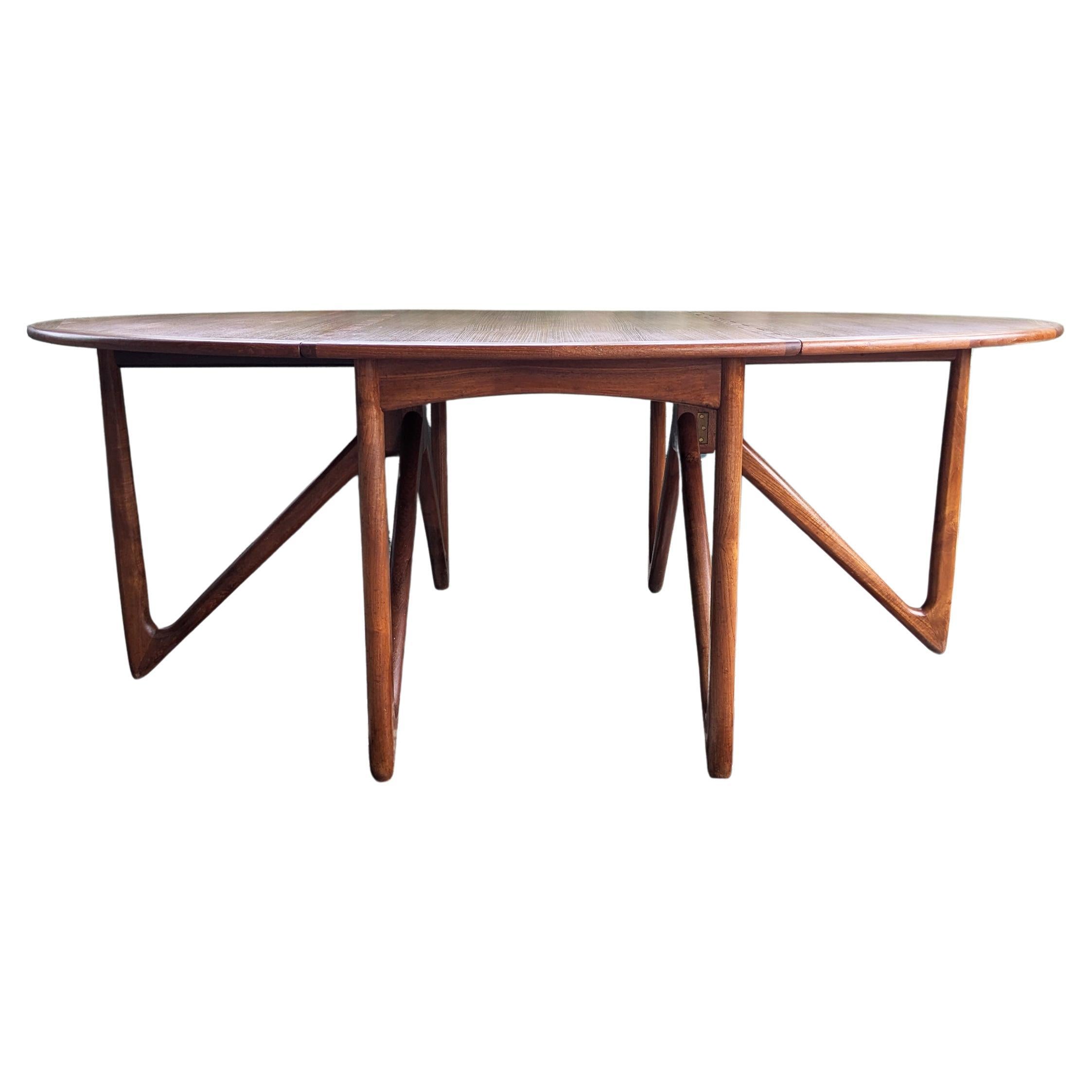 Mid Century Teak Scandinavian Niels Koefoed, Drop Leaf Table, Denmark, 1960's