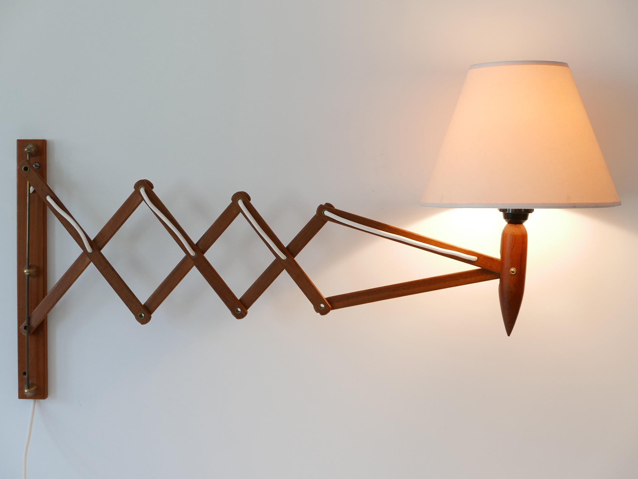 Mid-Century Modern Mid Century Teak Scissor Wall Lamp by Erik Hansen for Le Klint Demark 1960s For Sale