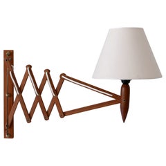 Mid Century Teak Scissor Wall Lamp by Erik Hansen for Le Klint Demark 1960s