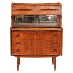 Mid-Century Teak Secretary with (3) Drawers and mirror