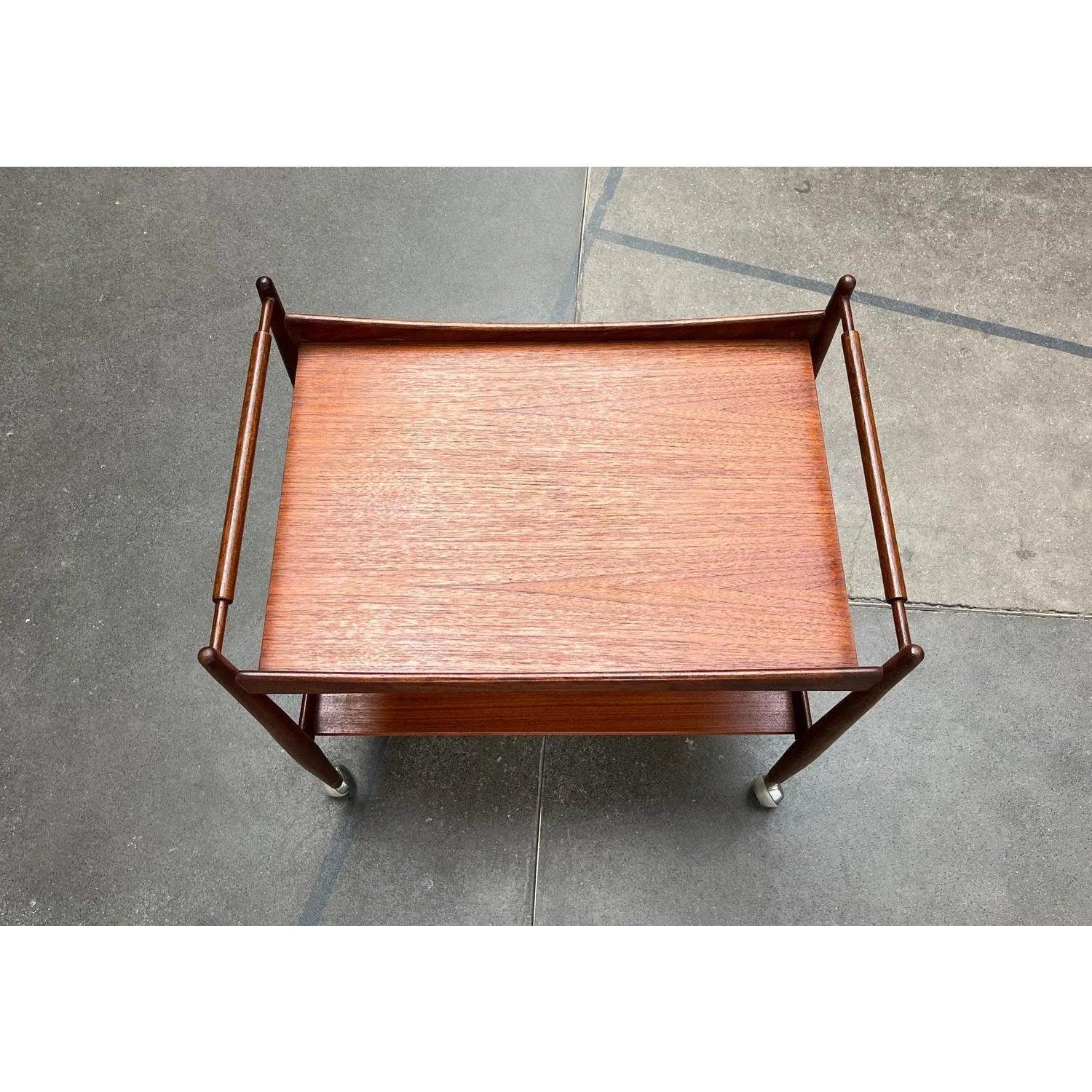 Metal Mid-Century Teak Serving Bar Cart, 1960s For Sale