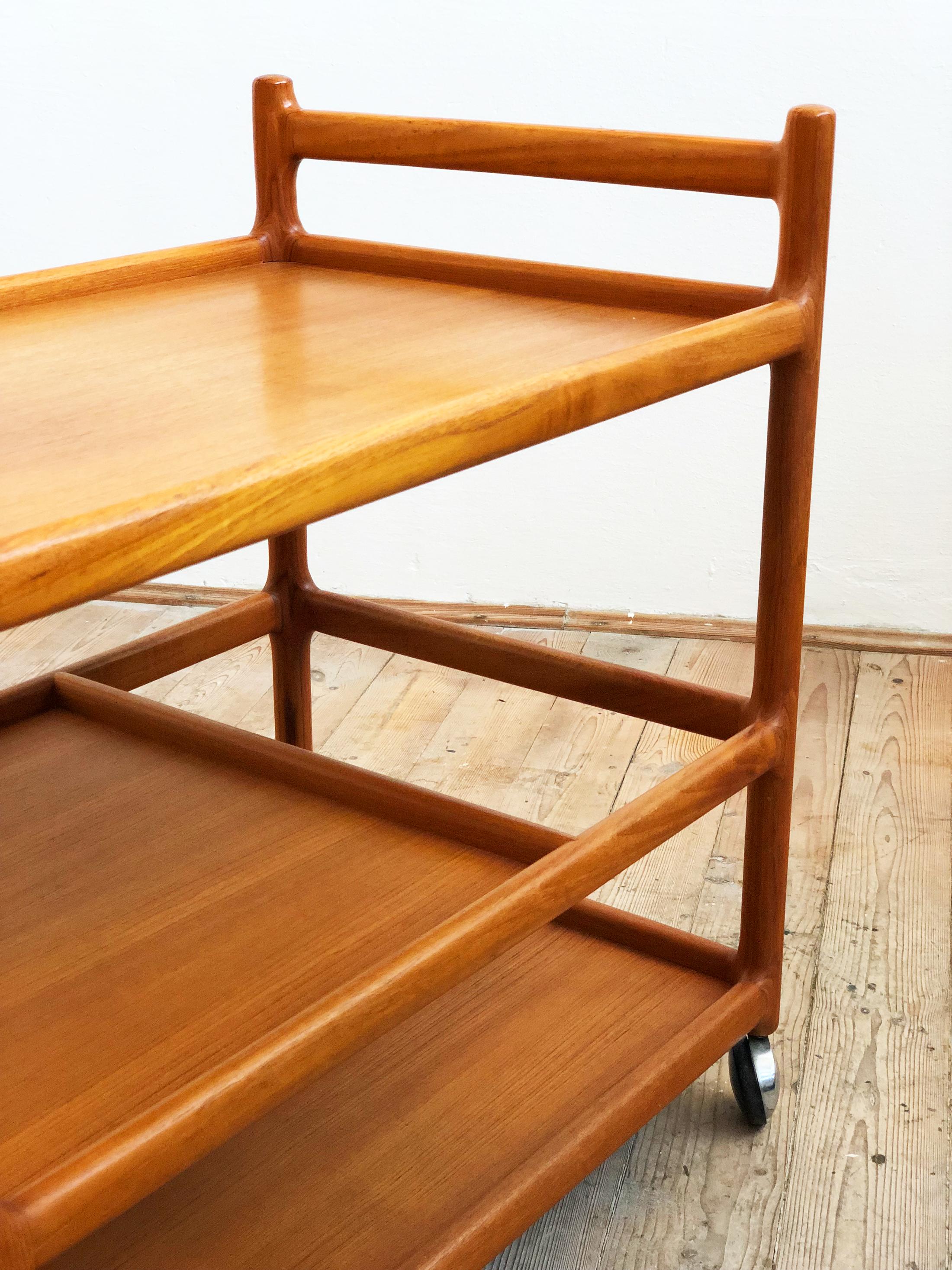 Mid-20th Century Mid Century Teak Serving Cart or Bar Trolley by Johannes Andersen for Silkeborg For Sale