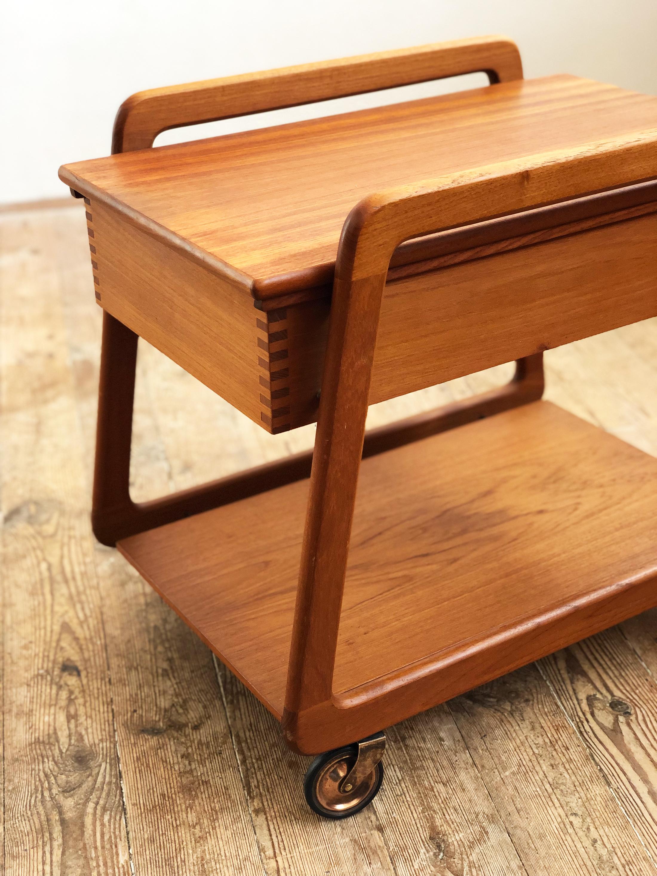 Midcentury Teak Serving Cart or Bar Trolley by Sika Møbler In Good Condition In Munich, Bavaria