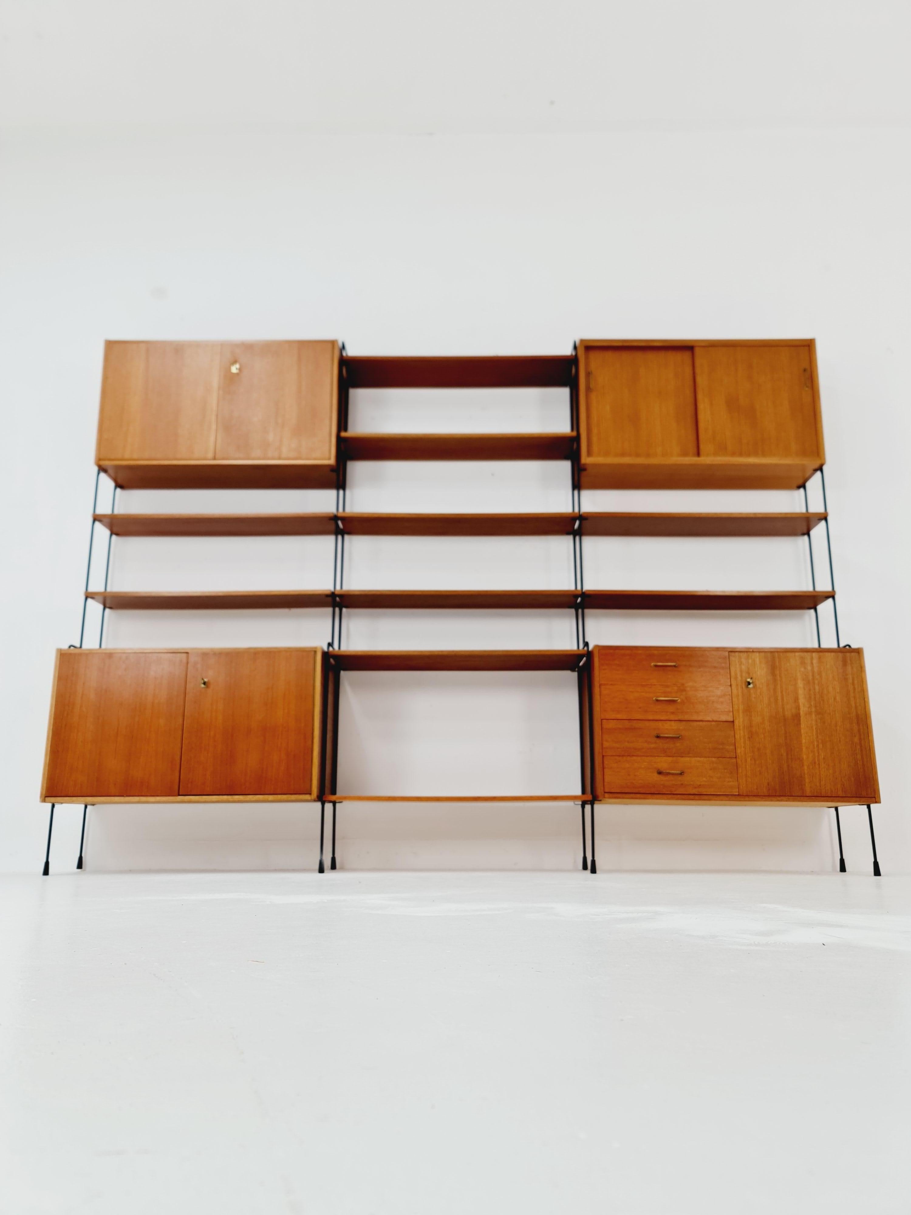 Mitte des Jahrhunderts Teak  Regaleinheit von Hilker für Omnia, Deutschland 1960er Jahre 4