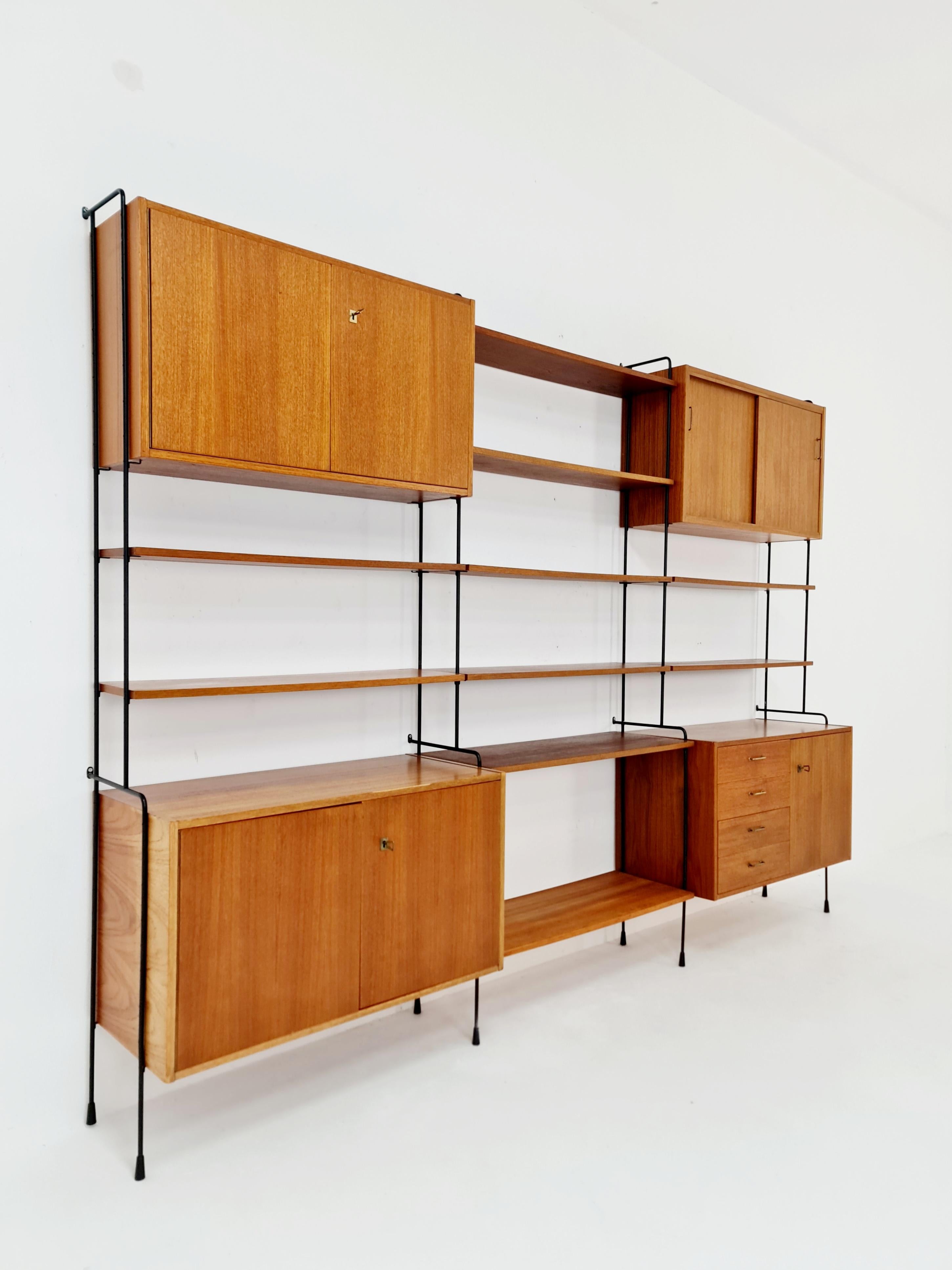 Mitte des Jahrhunderts Teak  Regaleinheit von Hilker für Omnia, Deutschland 1960er Jahre 5