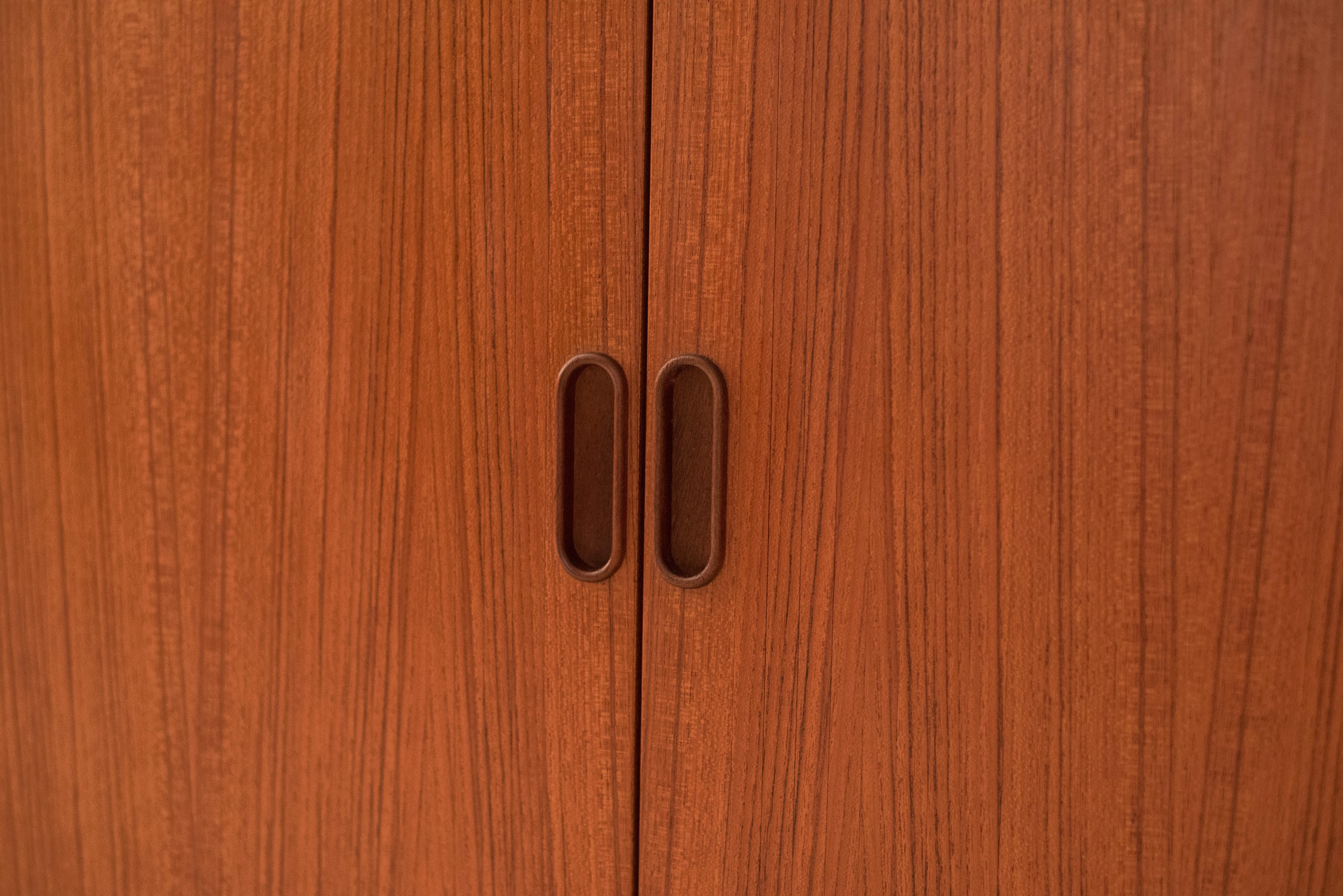 Mid-Century Modern Mid Century Teak Sibast Tambour Door Stereo Console Cabinet by Arne Vodder