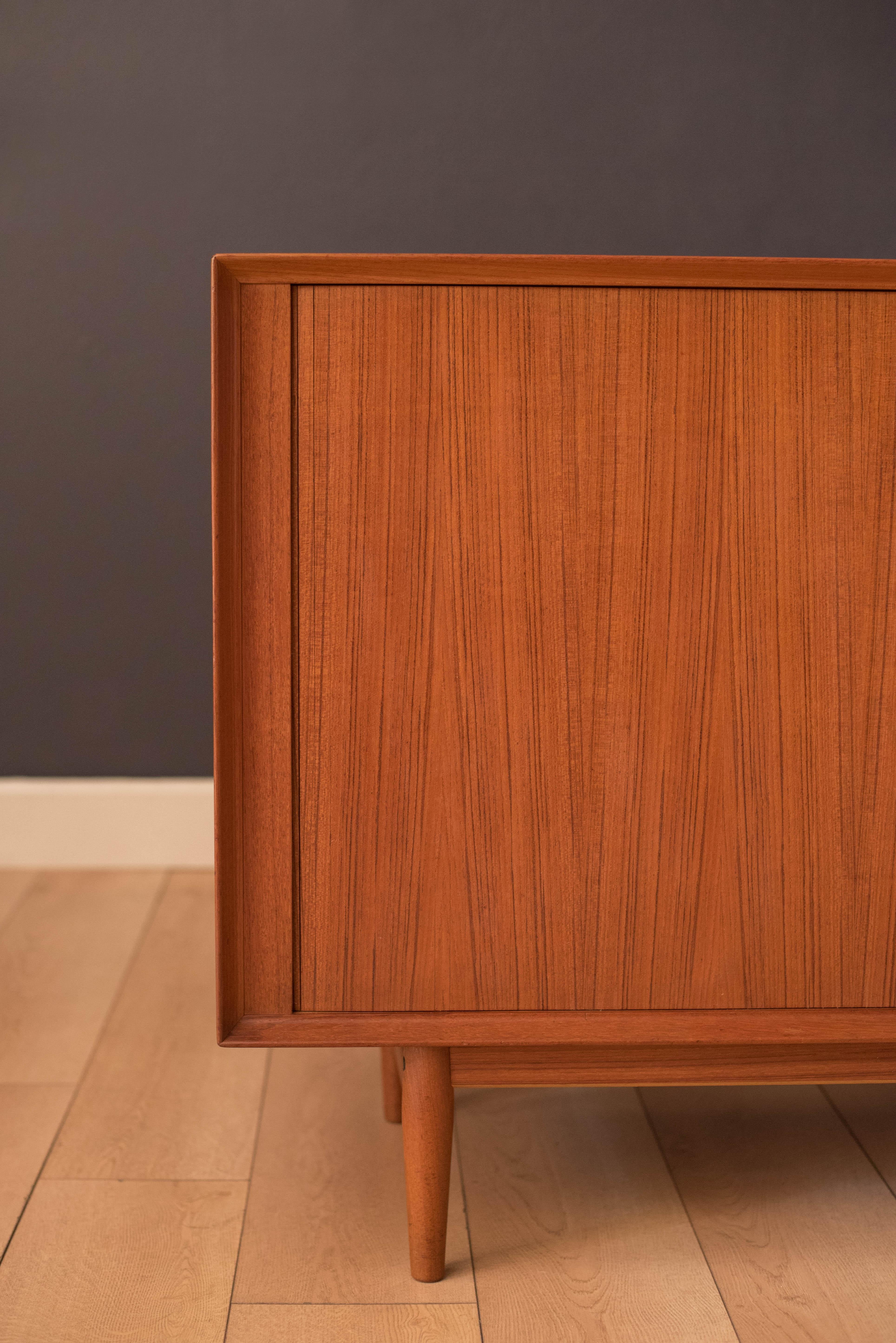 Danish Mid Century Teak Sibast Tambour Door Stereo Console Cabinet by Arne Vodder 