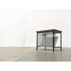 Mid-Century Teak Side Table with Magazine Holder