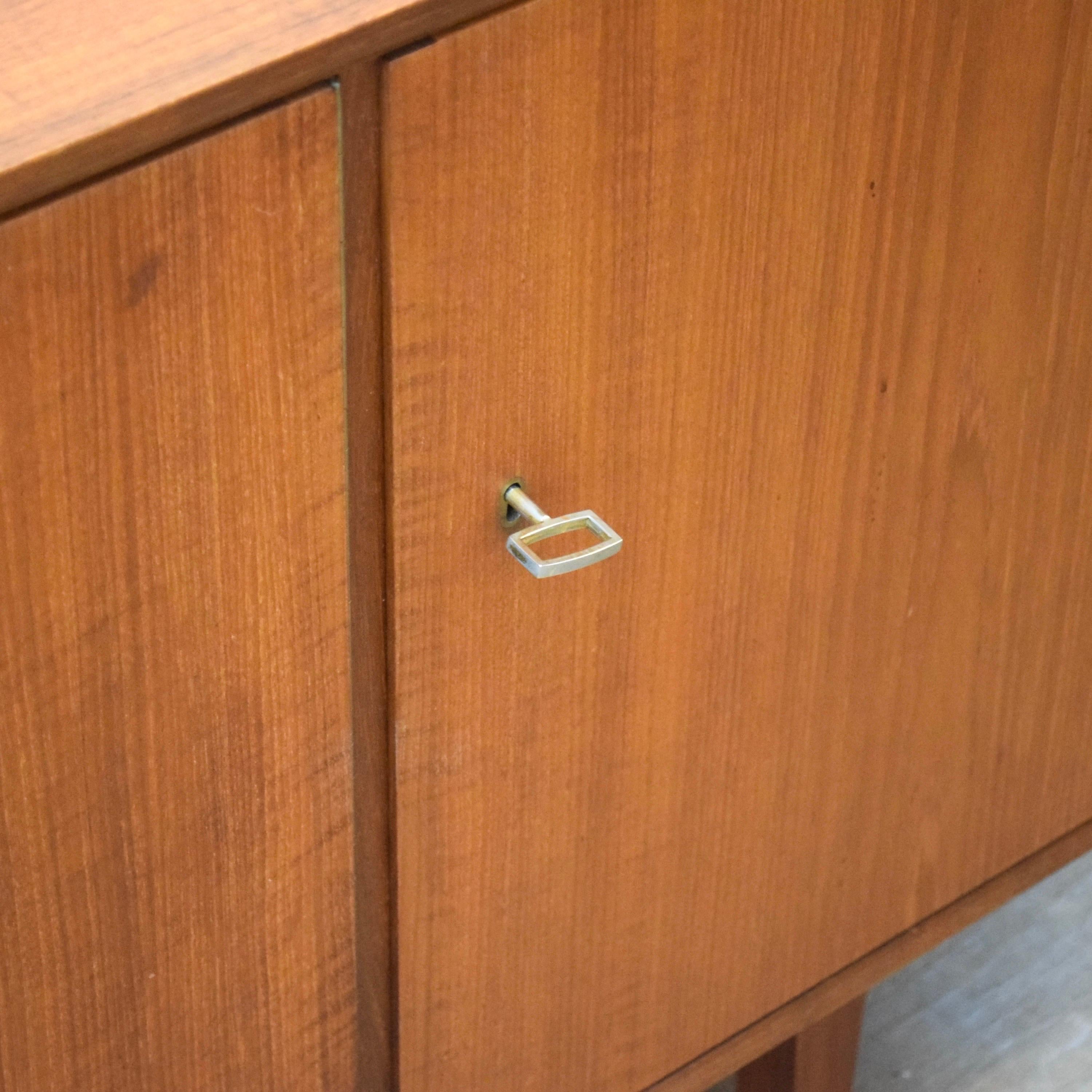 Mid Century Teak Sideboard w/ Locking Doors For Sale 6