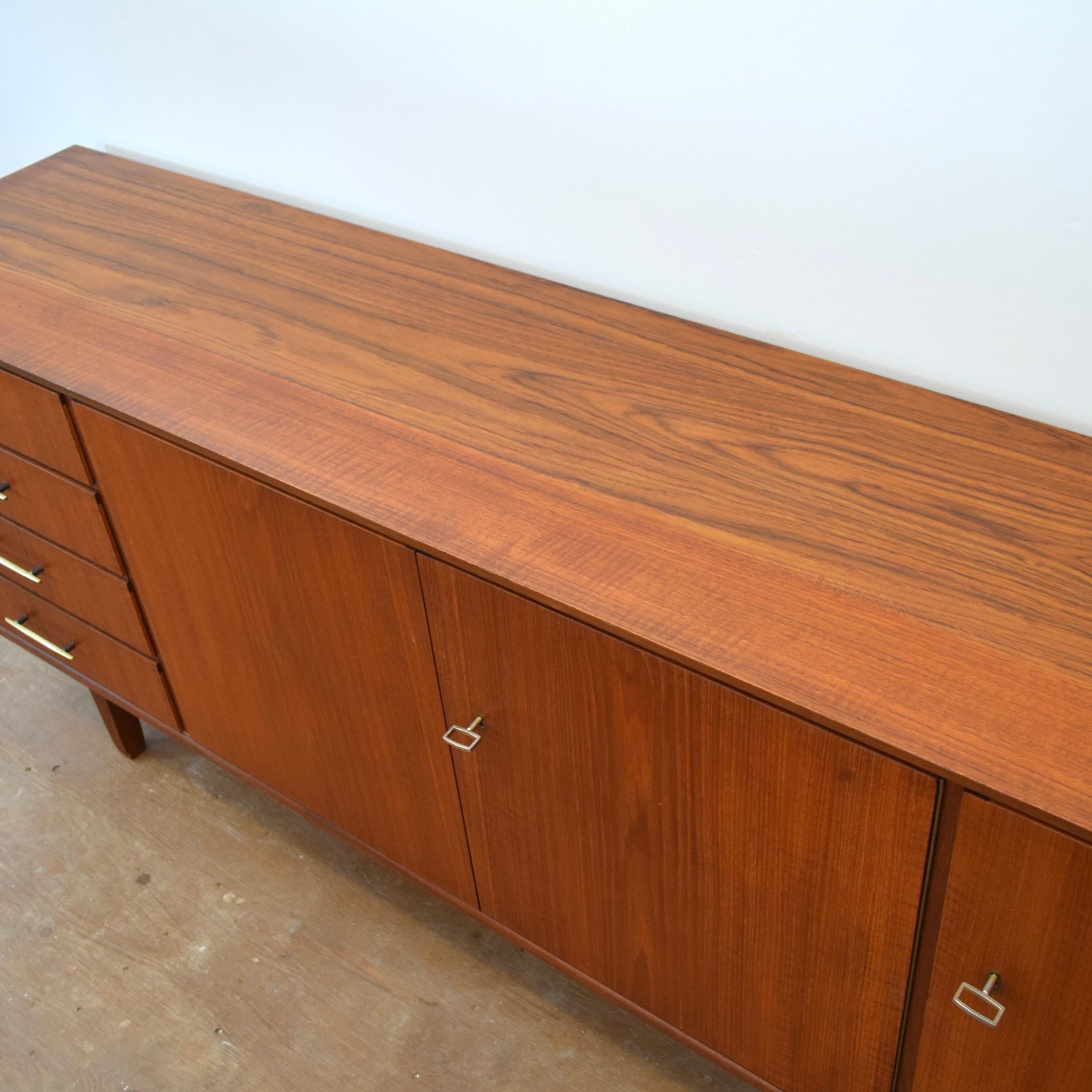 Mid Century Teak Sideboard w/ Locking Doors For Sale 2