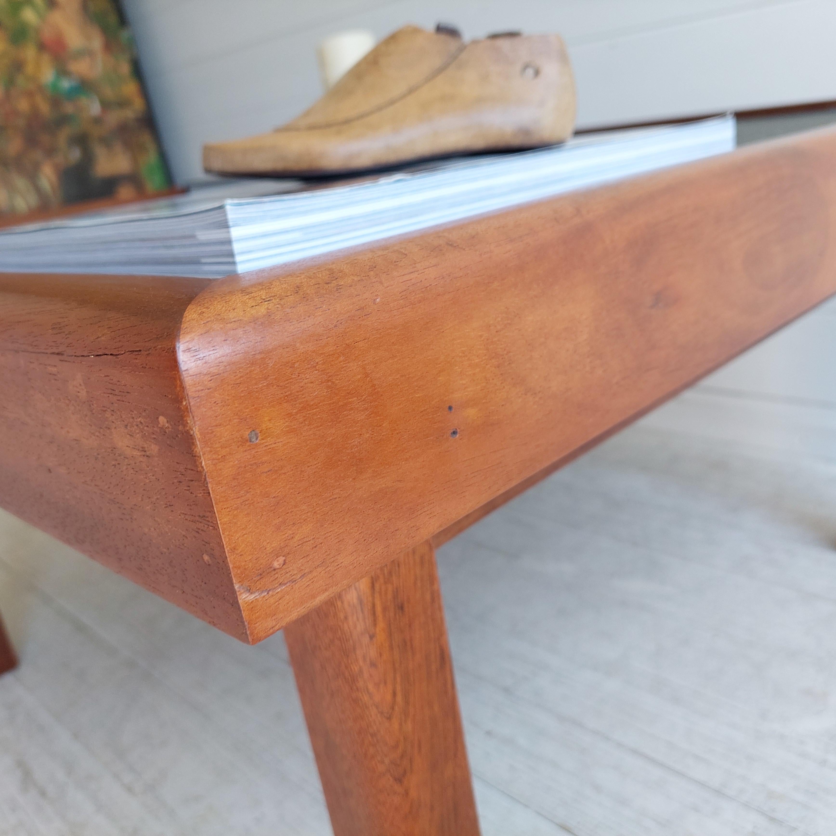 Mid Century Teak & Slate Coffee End Table, Pierre Chapo Maison Regain Style 70s 10