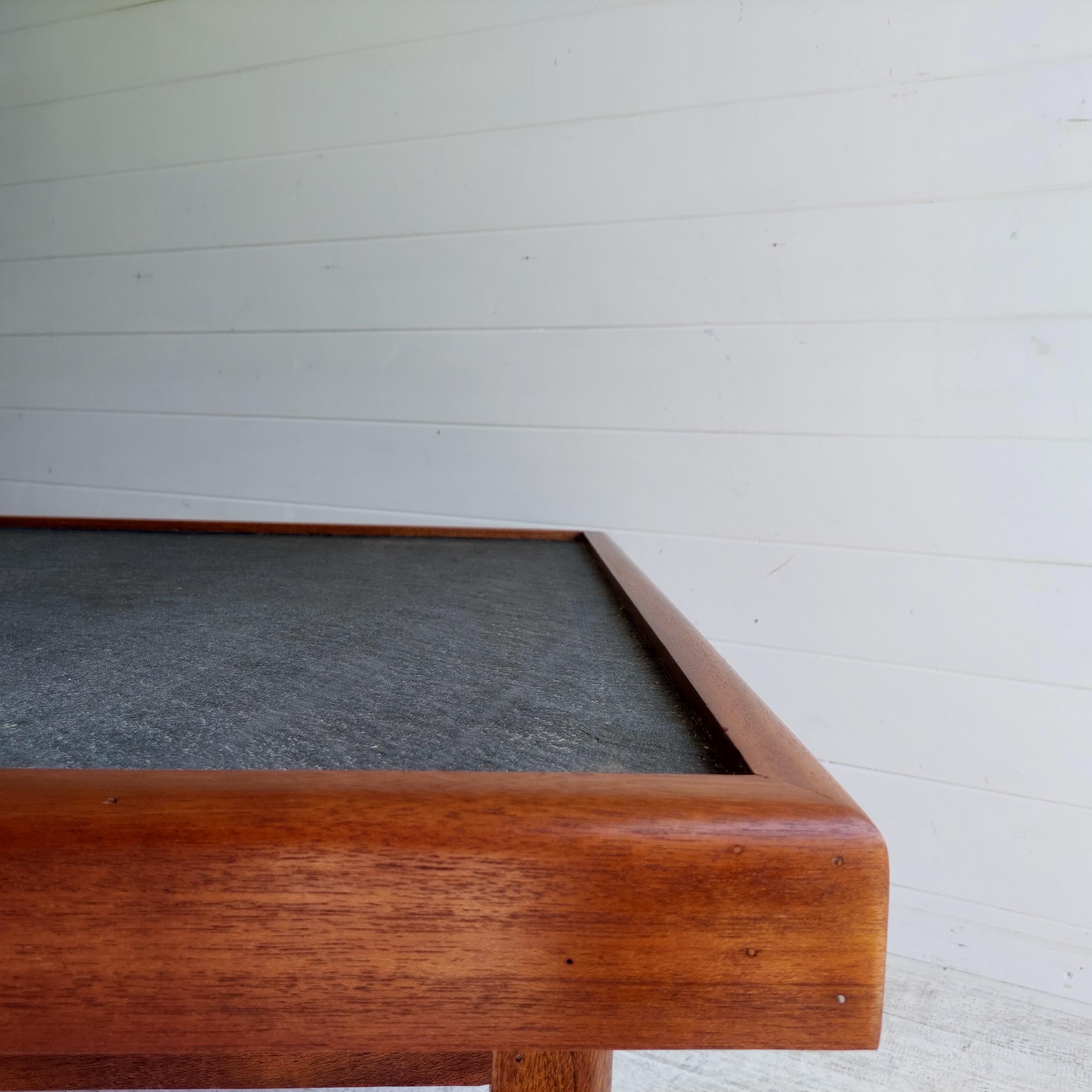 Mid Century teak & Slate Low Coffee end Table, Pierre Chapo Maison Regain style 6