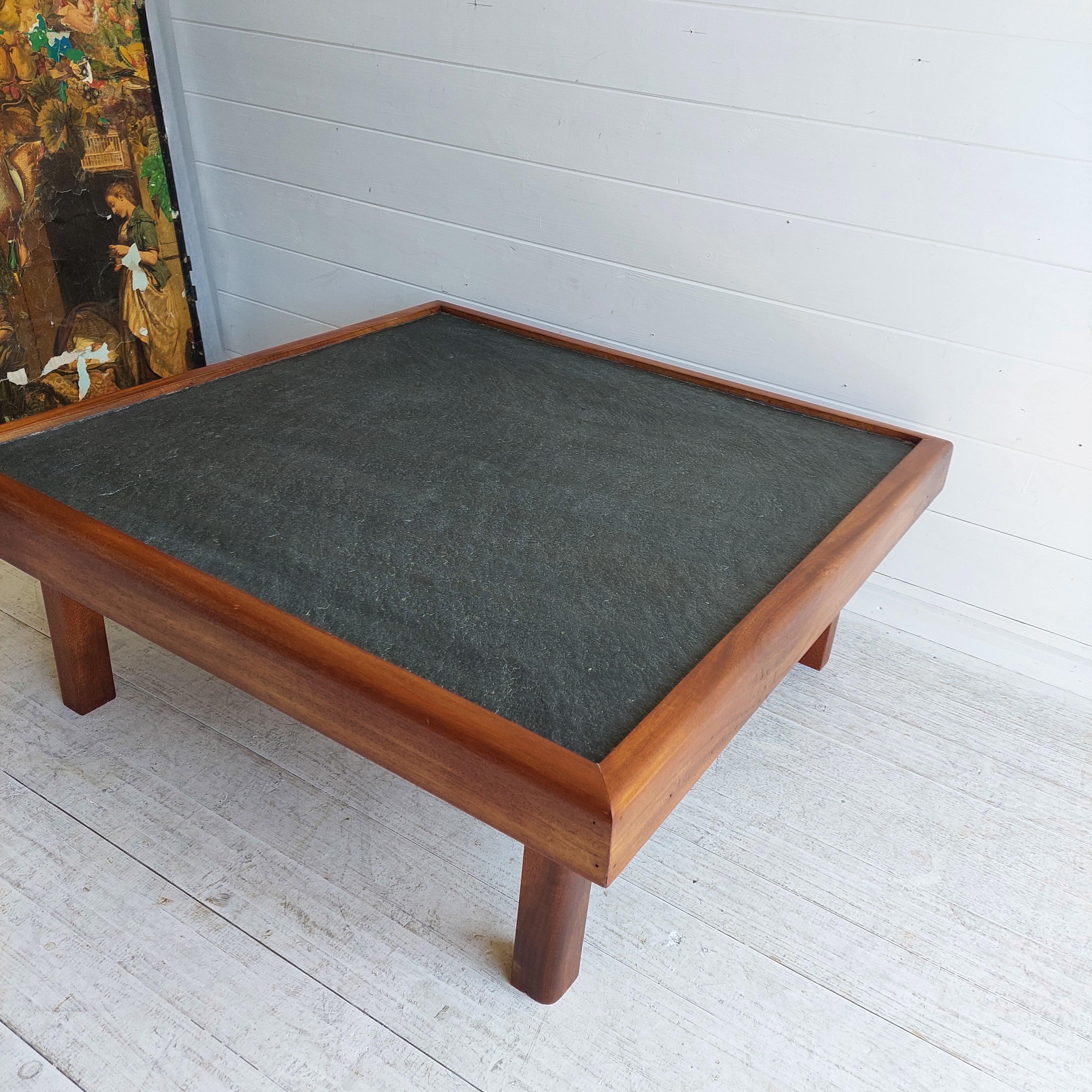 Mid Century teak & Slate Low Coffee end Table, Pierre Chapo Maison Regain style 1