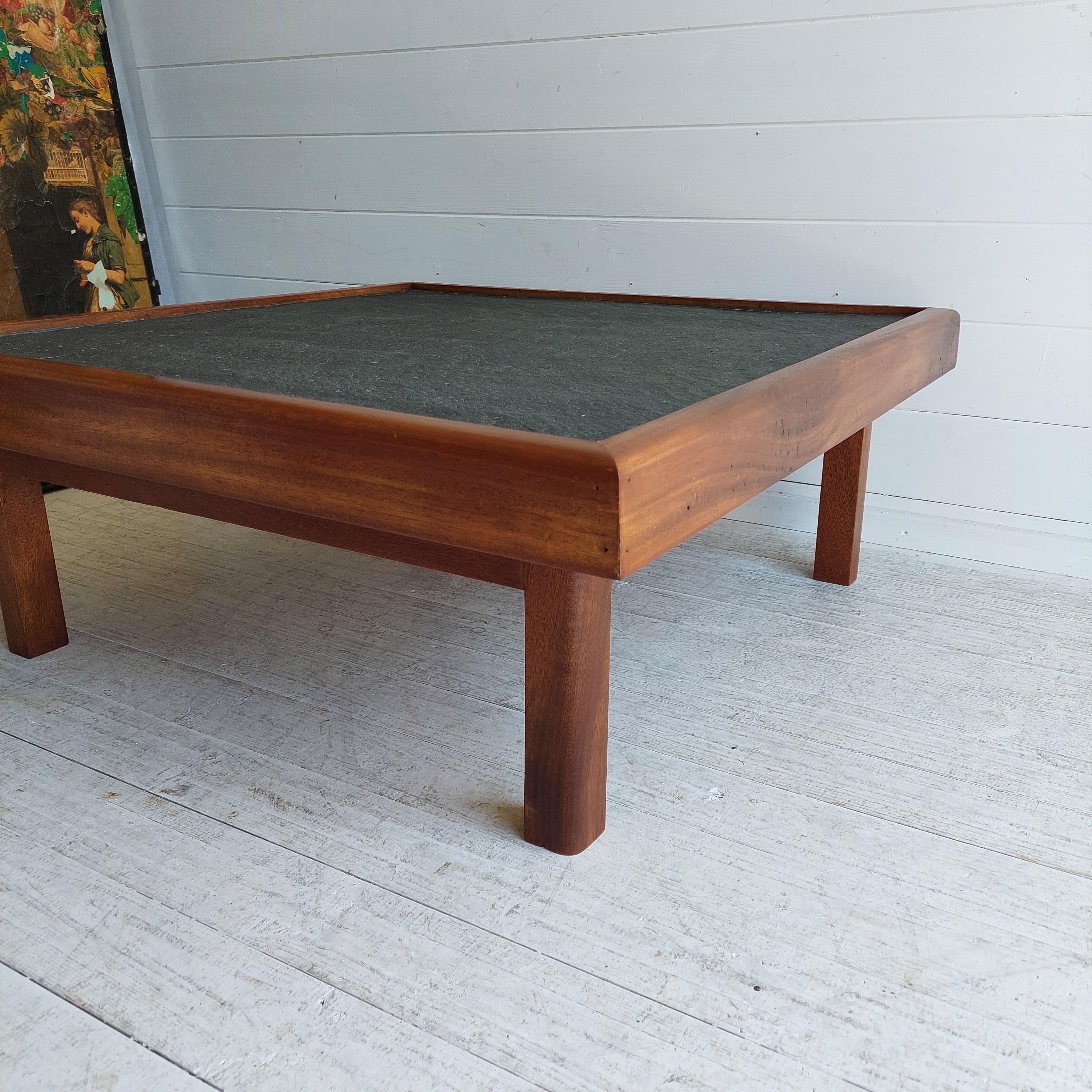 Mid Century teak & Slate Low Coffee end Table, Pierre Chapo Maison Regain style 2